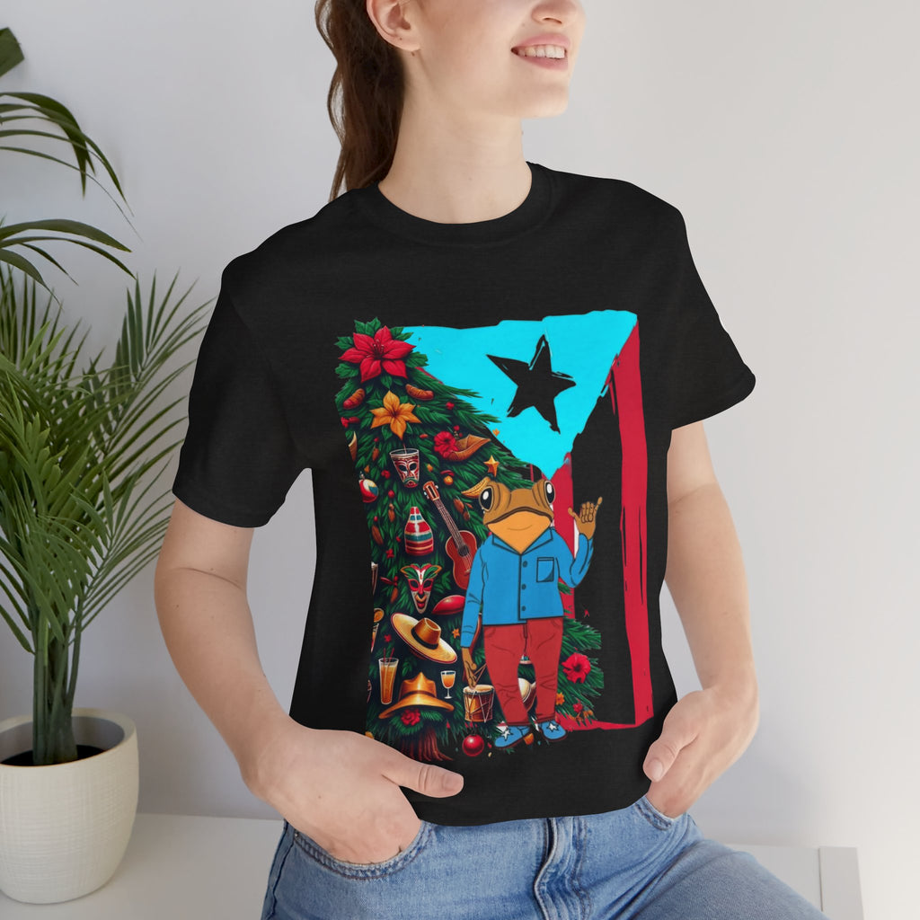 Puerto Rico Holiday T-Shirt  Coquí by Christmas Tree Graphic Puerto Rico’s Navidades