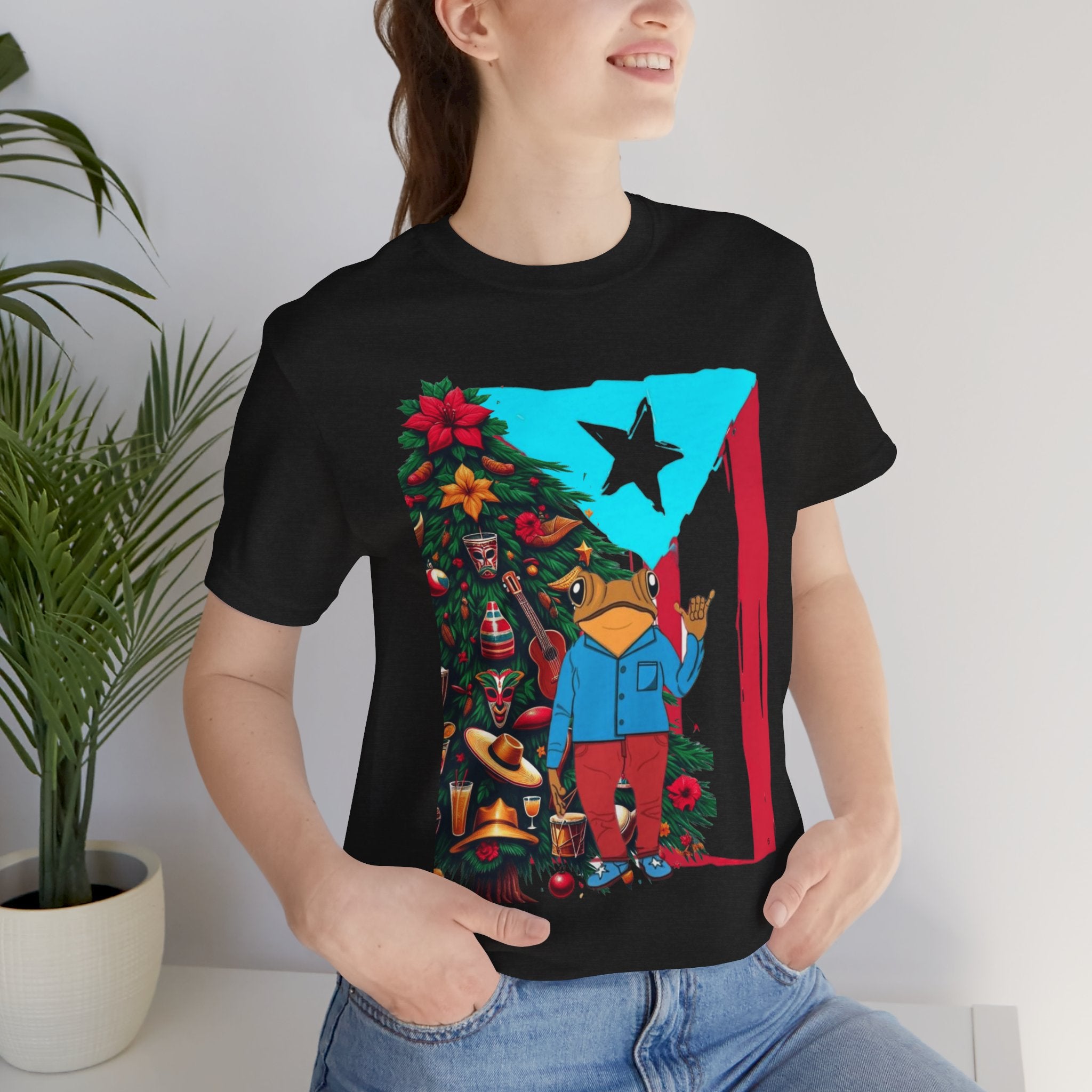 Puerto Rico Holiday T-Shirt  Coquí by Christmas Tree Graphic Puerto Rico’s Navidades