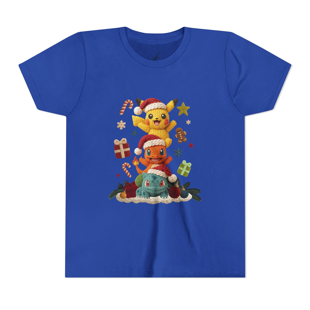 Kids Holiday Tee  Cute Stacked cartoon Characters Christmas Design