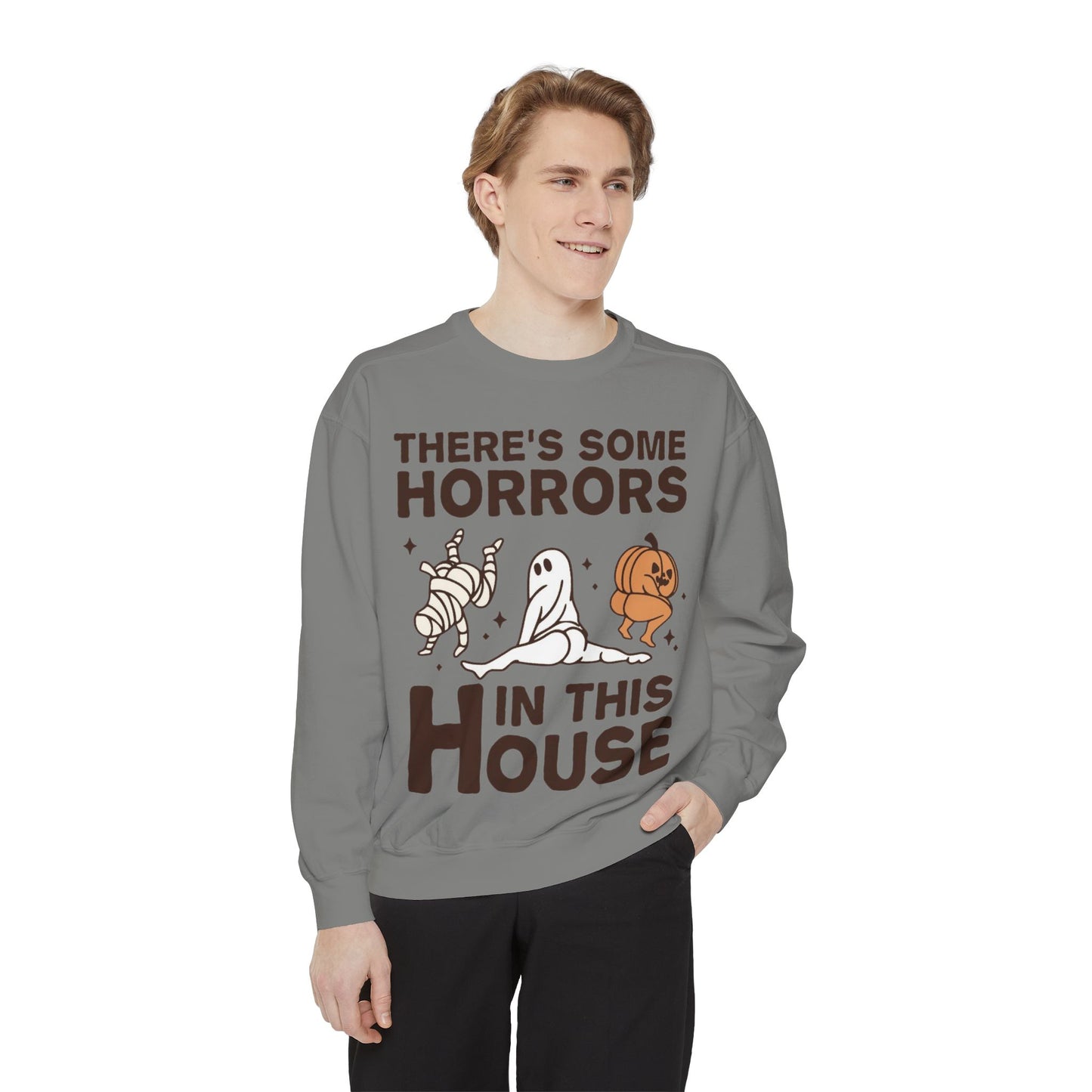Halloween Themed Unisex Sweatshirt - Fun Ghosts & Mummy Design for Fall, Cozy Casual Wear, Halloween Party, Gift for Friends, Autumn Vibes