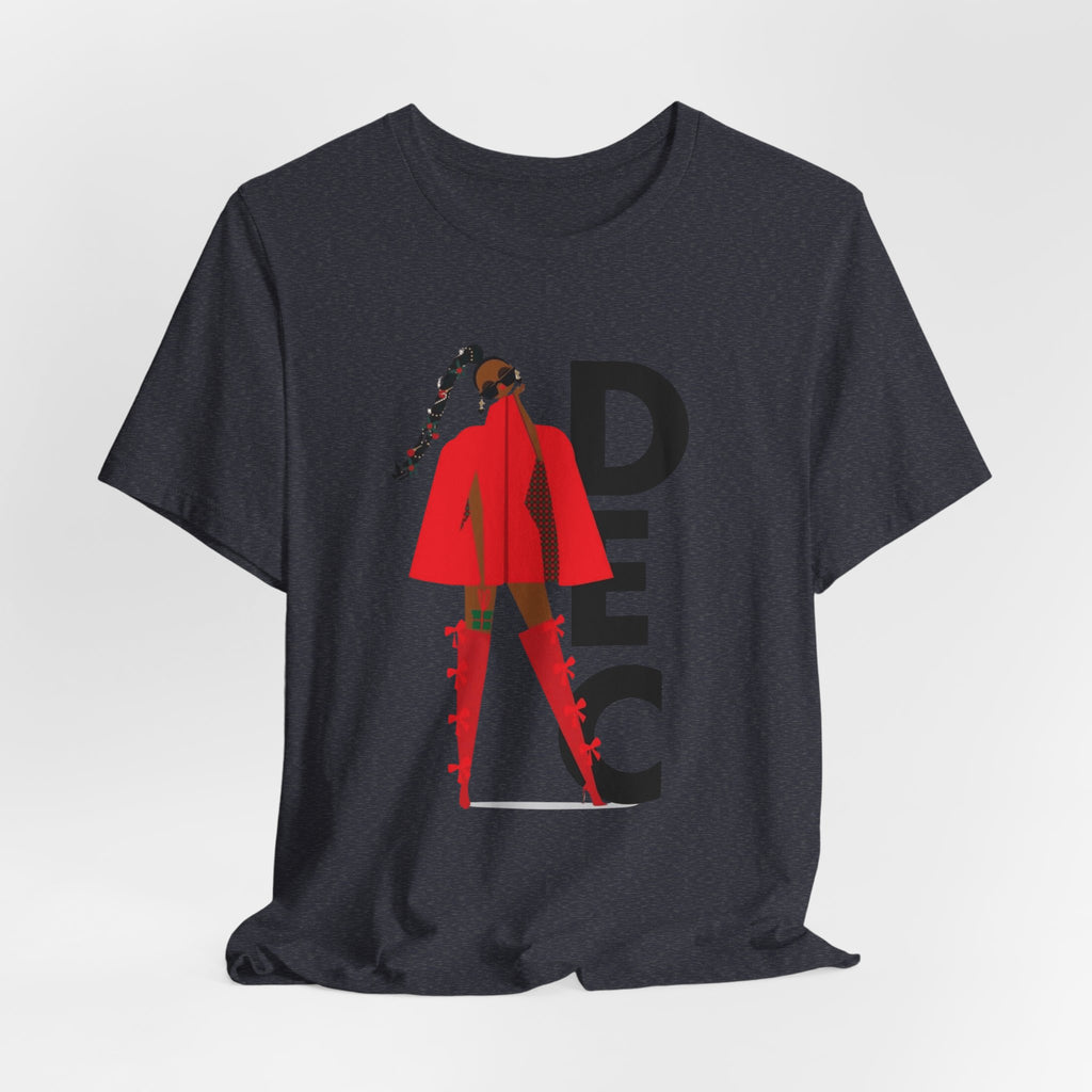 December Fashion Tee  Red Coat Model Graphic Shirt