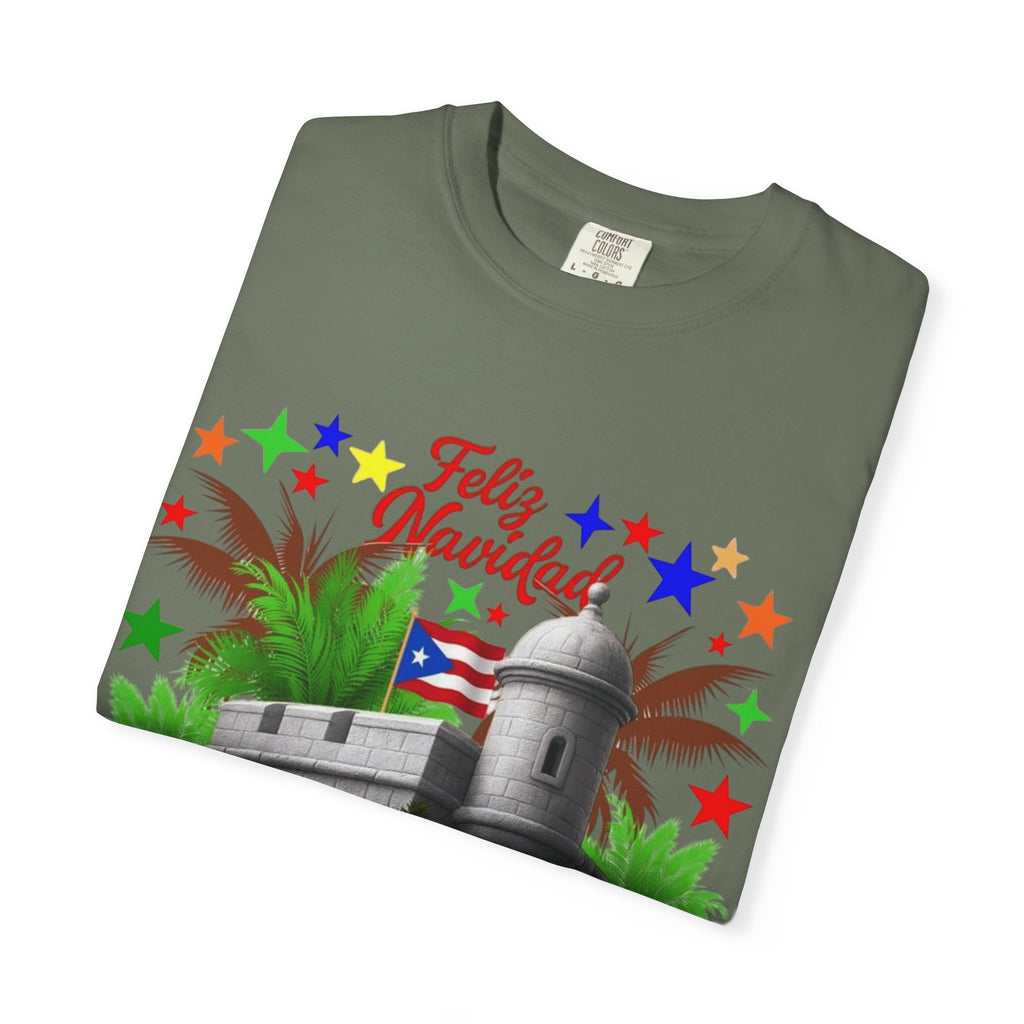 Feliz Navidad Puerto Rico T-Shirt  Castillo & Coquí Holiday Tee Puerto Rico Navidades