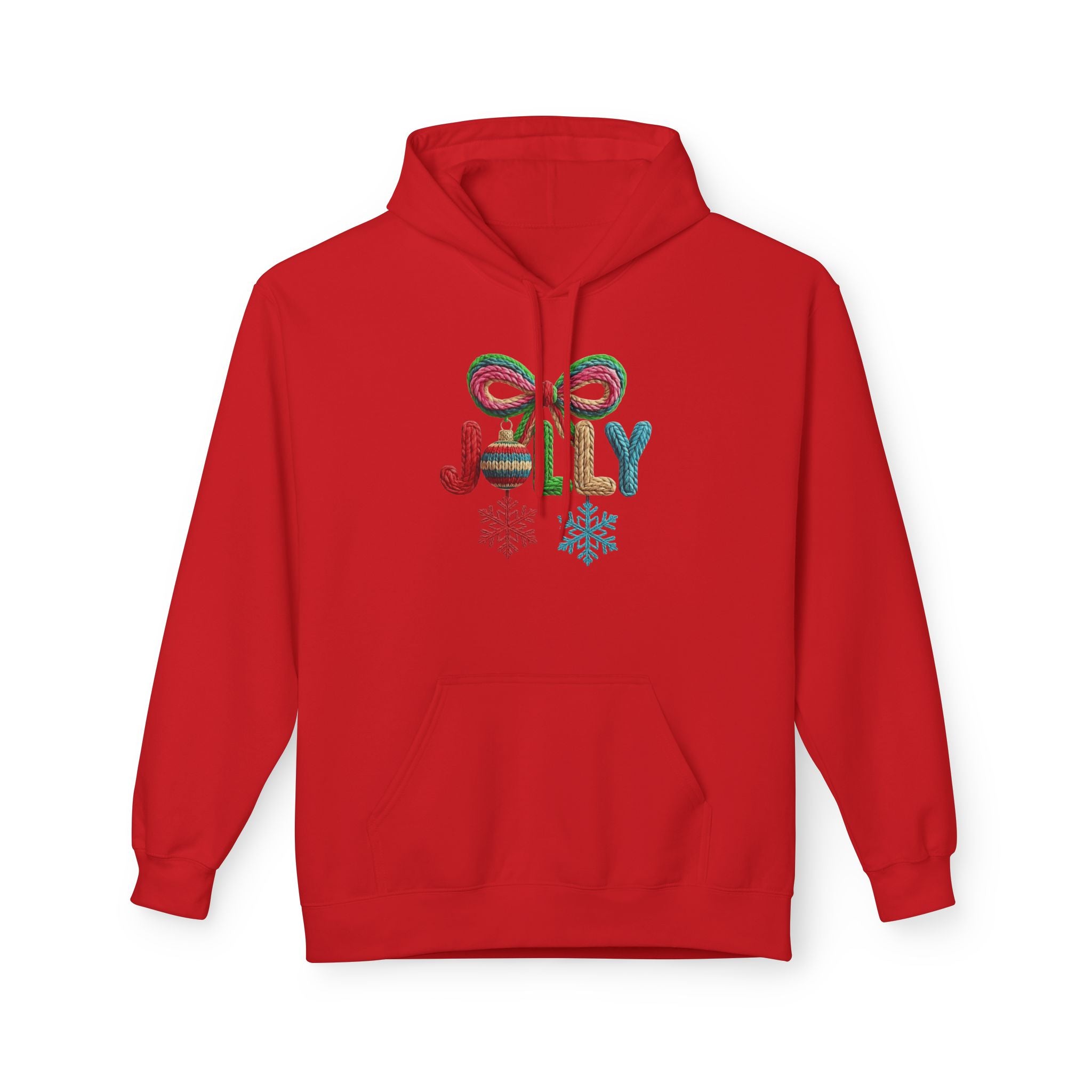 Jolly Candy Cane Holiday Hoodie — "JOLLY" Festive Sweatshirt