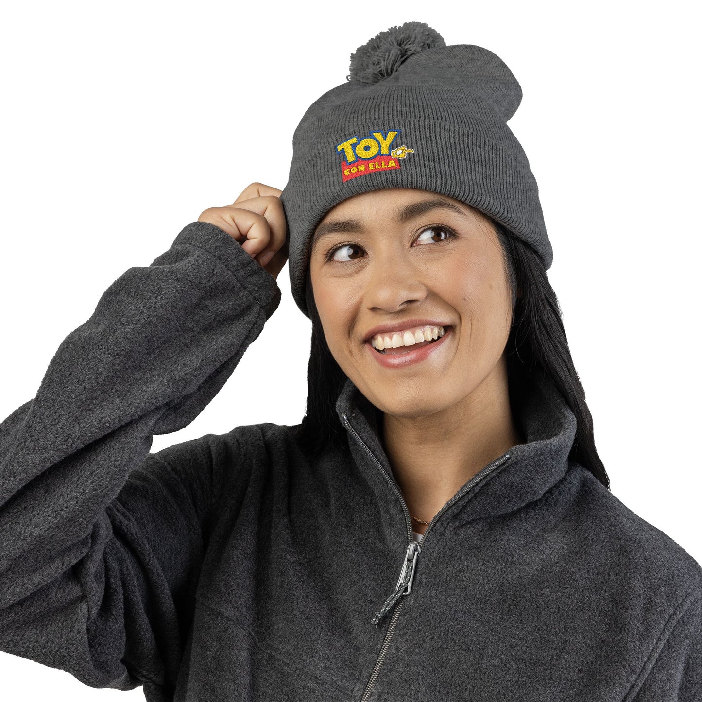 Toy Story Embroidered Pom-Pom Knit Cap Humor Cuffed Beanie – Warm, Soft & Sassy Winter Hat