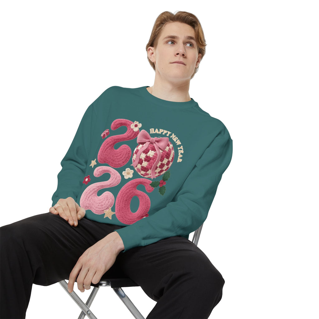 Happy New Year 2026 Sweater  Pink Festive Graphic Sweatshirt