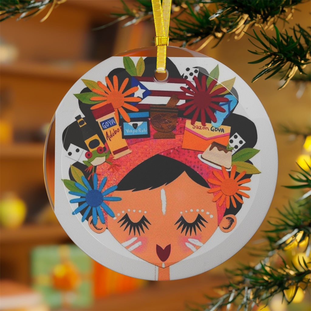 Feliz Navidad Boricua Glass Ornament | Puerto Rican Christmas Keepsake Glass Ornaments