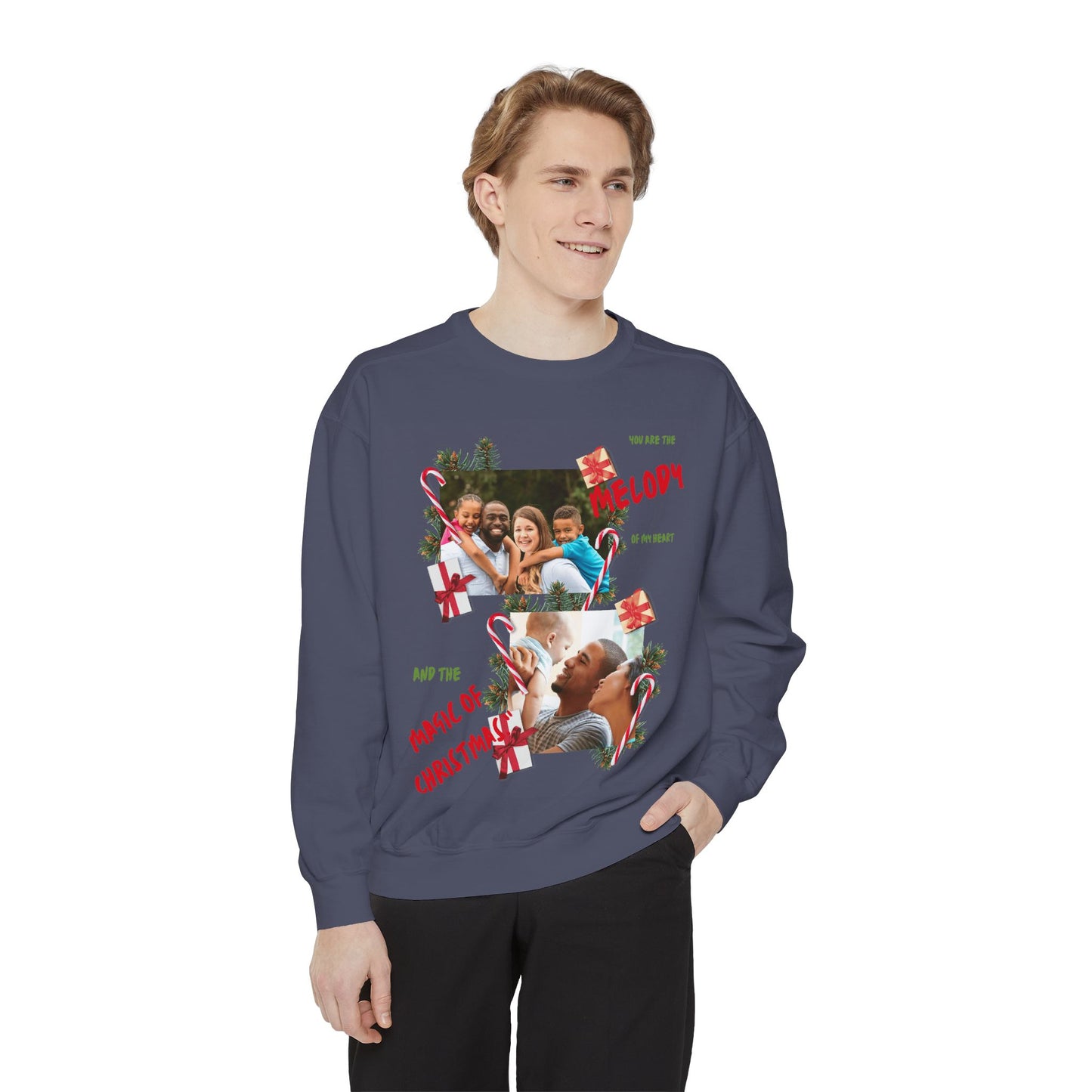 Personalized Christmas Photo Sweatshirt – “You Are the Melody” Holiday Crewneck