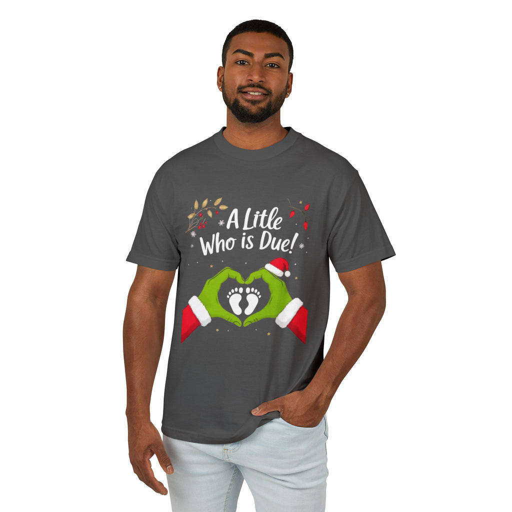 Pregnancy Announcement Tee  "A Little Who is Due" Holiday Baby Reveal T-Shirt Little One on the Way