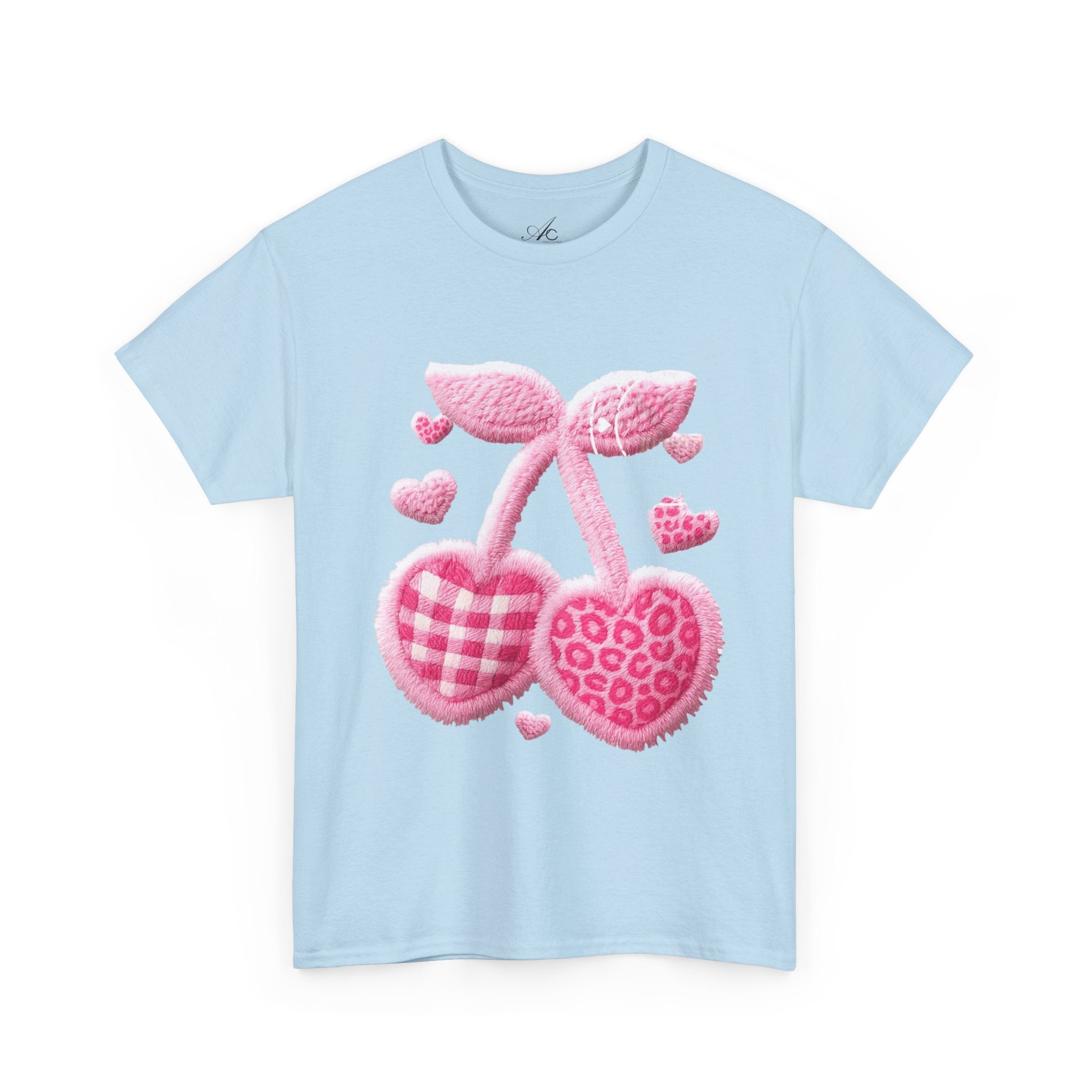 Pink Heart Cherries Tee  LOVE Graphic Valentine T-Shirt