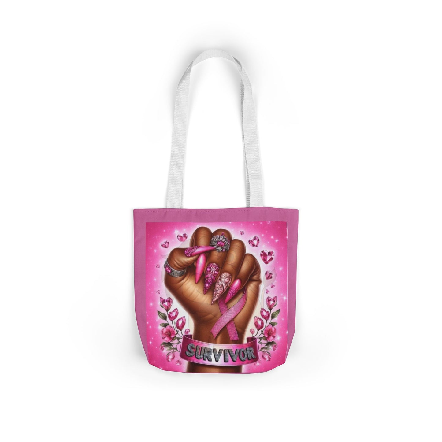 Breast Cancer Survivor Tote Bag  Pink Ribbon Empowerment Canvas Tote