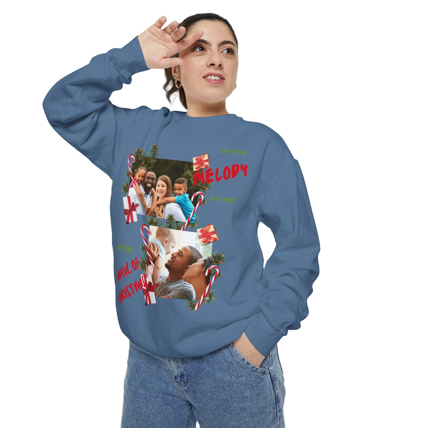 Personalized Christmas Photo Sweatshirt – “You Are the Melody” Holiday Crewneck