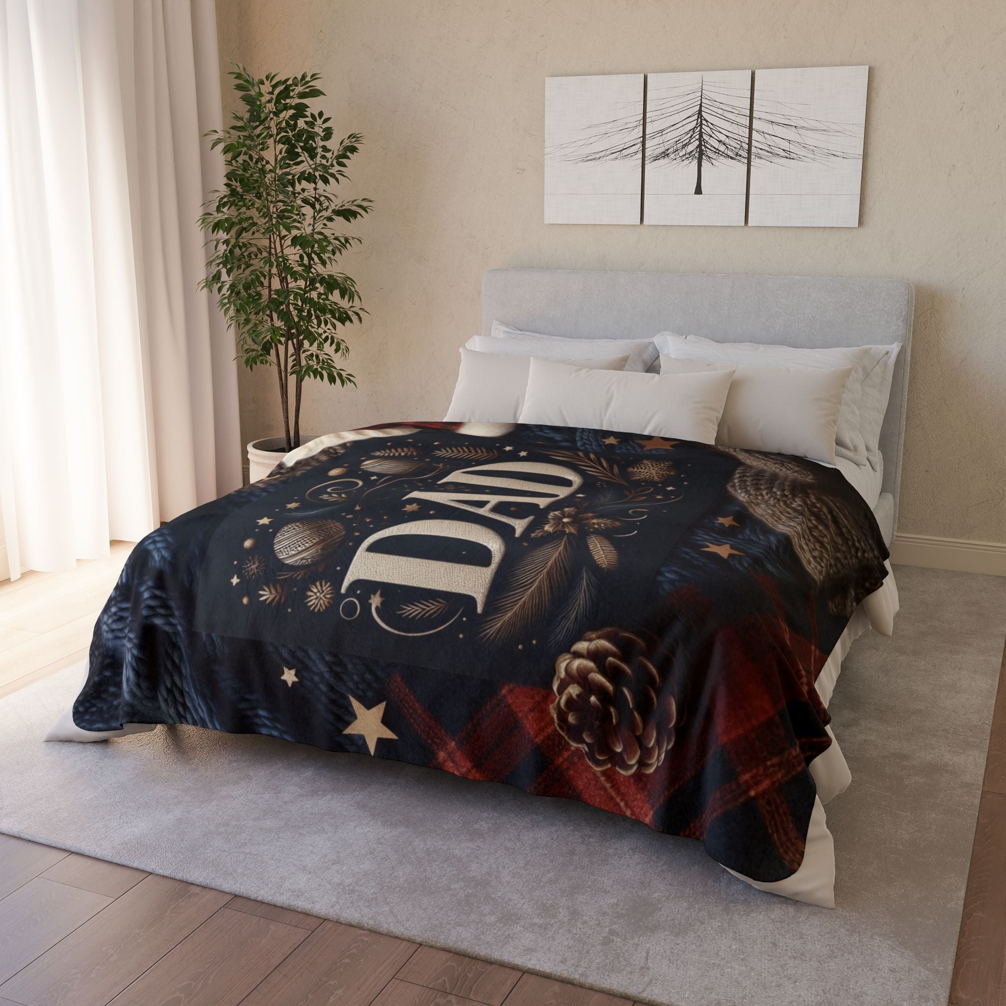 Dad Holiday Sherpa Blanket – Warm Cozy Fleece Throw for Christmas & Father’s Day Holiday Christmas Blanket,