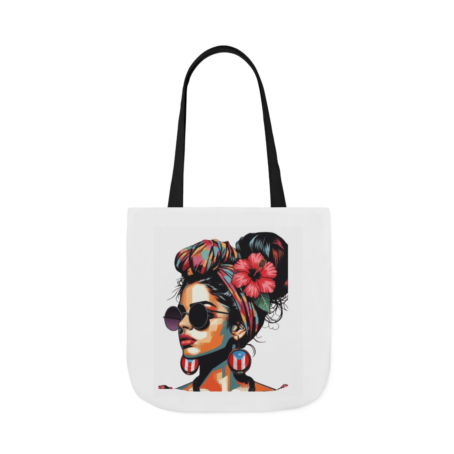 Carry Your Culture – Puerto Rican Pride in Every Step Chic Canvas Tote Bag - Stylish Floral Portrait, Trendy Beach Carryall, Mother's Day Gift, Everyday Shopper, Art Lovers Essential