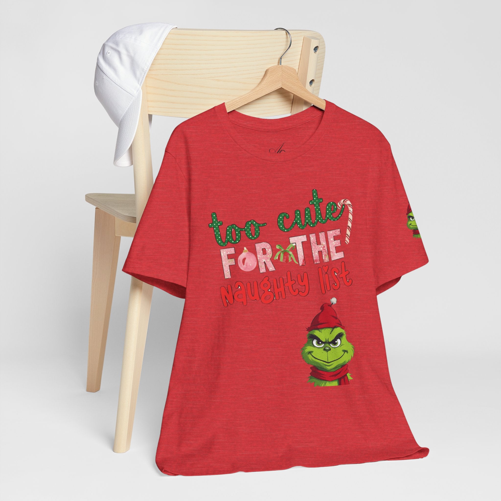 Christmas T-Shirts and Sweatshirts Collection Cute Grinch Holiday Tee 'Too Cute for the Naughty List' Unisex Jersey T-Shirt