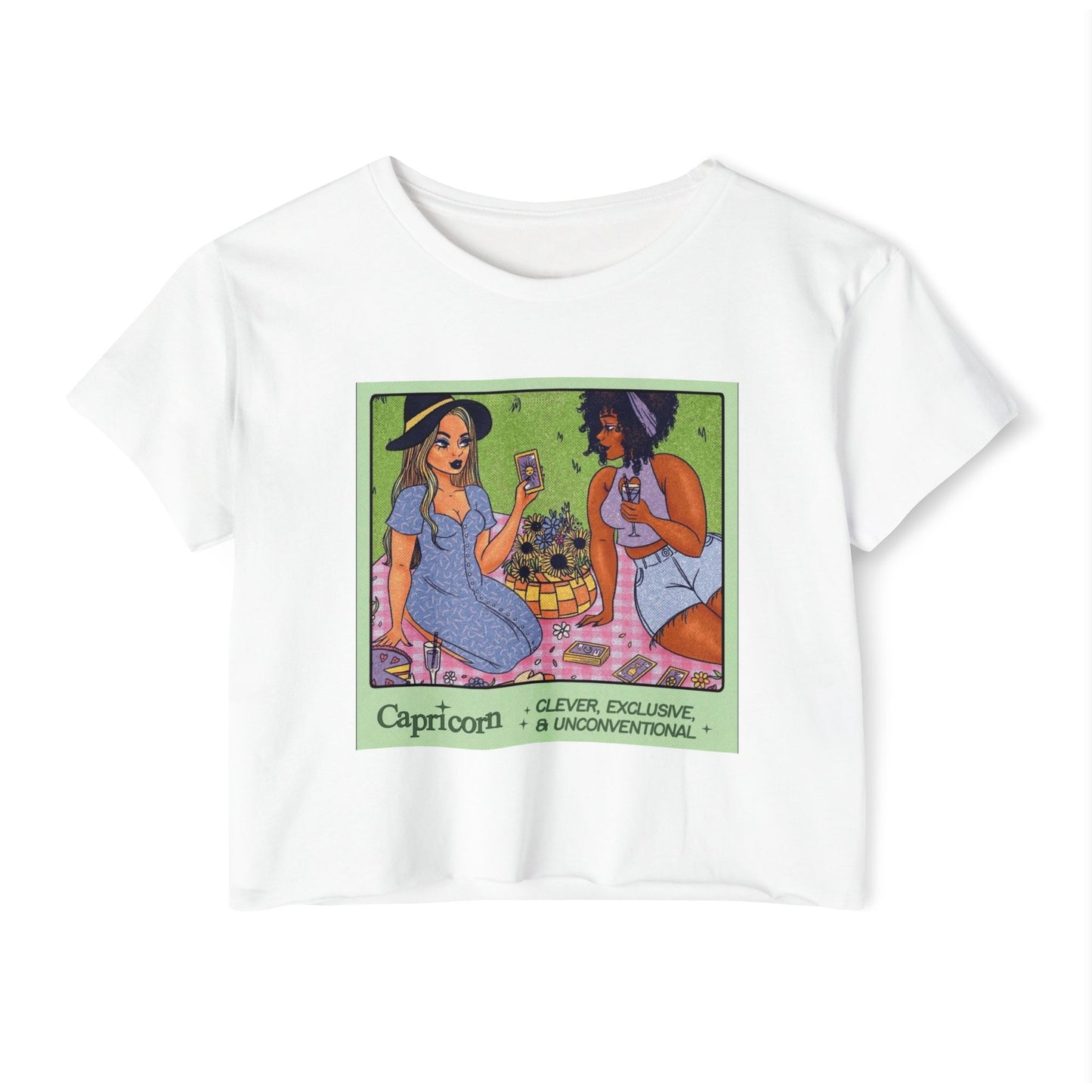 Halloween lovers Women's Festival Crop Top - Playful Capricorn Design, Boho Chic Style, Summer Tops, Festival Outfits, Gift for Her