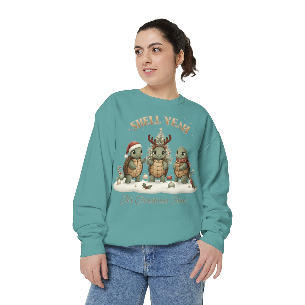 Christmas Turtle Sweatshirt  "Shell Yeah, It’s Christmas Time" Holiday Pullover
