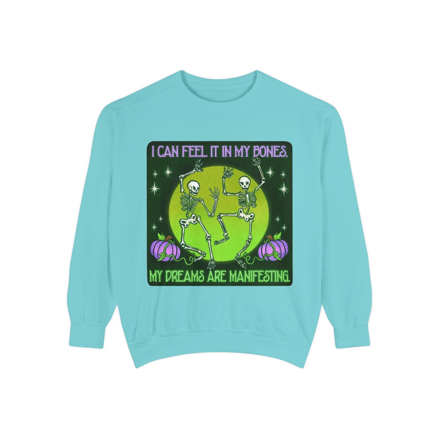 Spooky Manifesting Sweatshirt, Unisex Skeleton Pullover, Halloween Apparel, Cozy Fall Fashion, Casual Trendy Top, Unique Gift