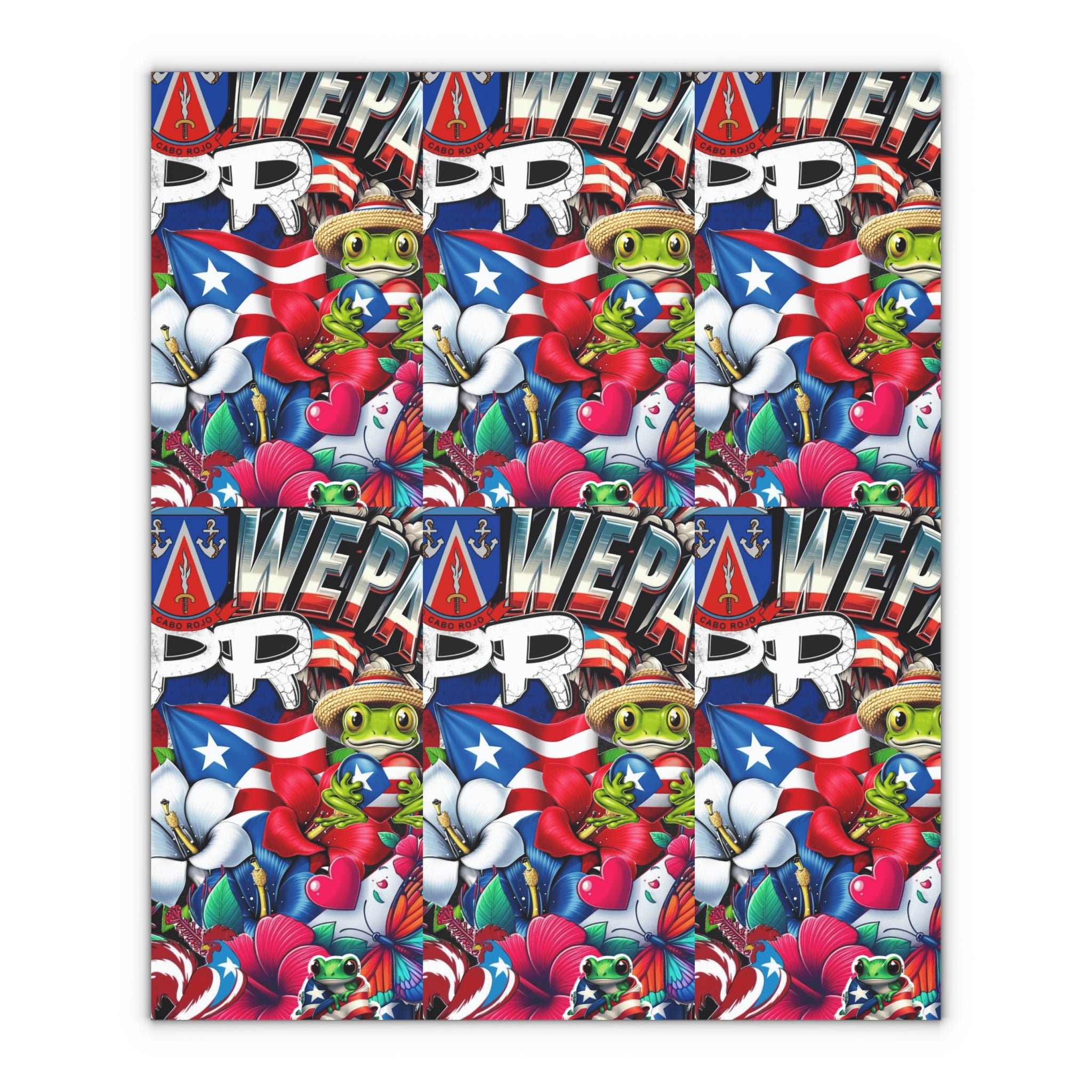Puerto Rico Flag Graffiti Gift Wrap Sheet –flag, traditional symbols, tropical vibes, and island heritage Wrapping Paper
