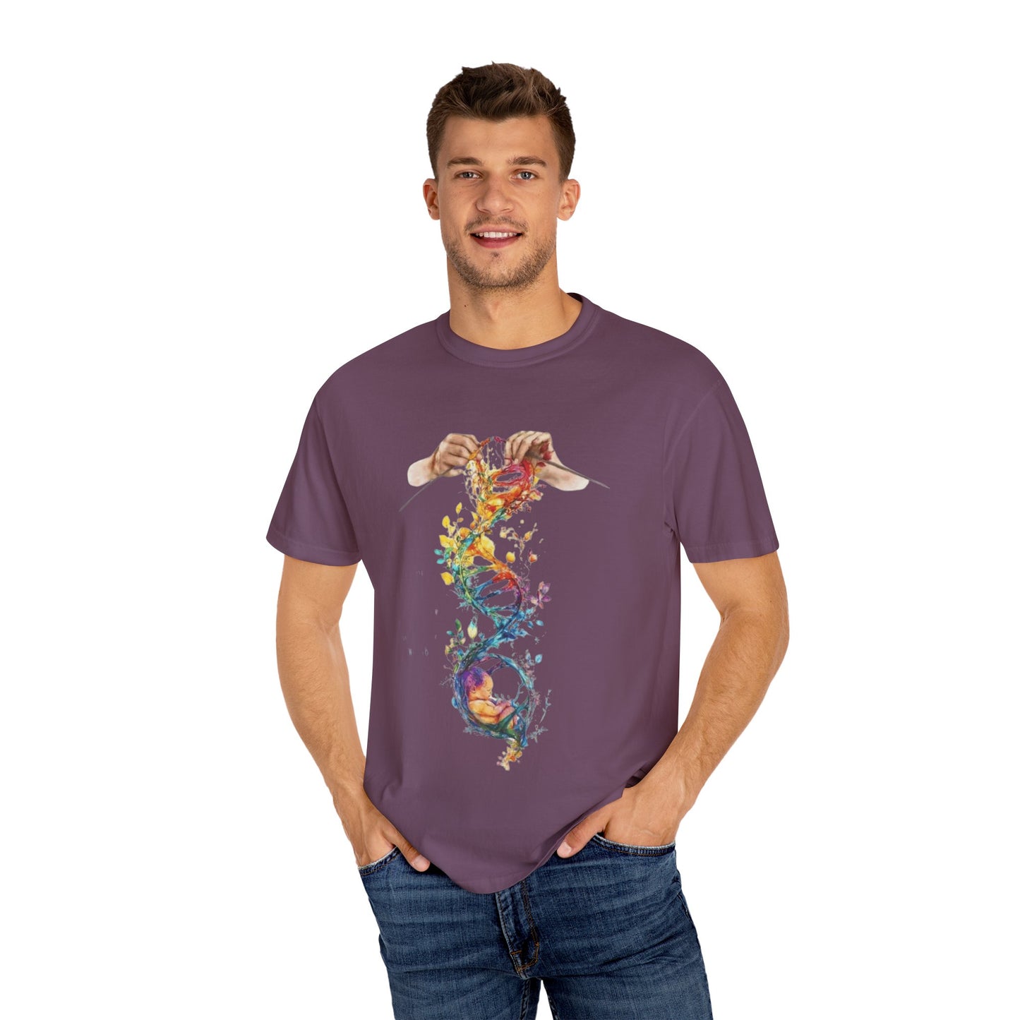 👚 Soft. Stylish. Mom-approved. Order now and gift her something she'll actually wear! Colorful DNA Art Unisex T-shirt, Science Tee, Creative Garment, Gift for Scientists,