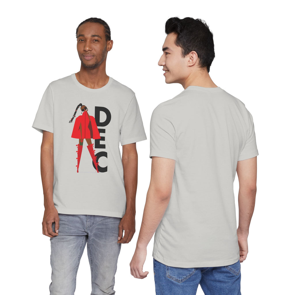 December Fashion Tee  Red Coat Model Graphic Shirt