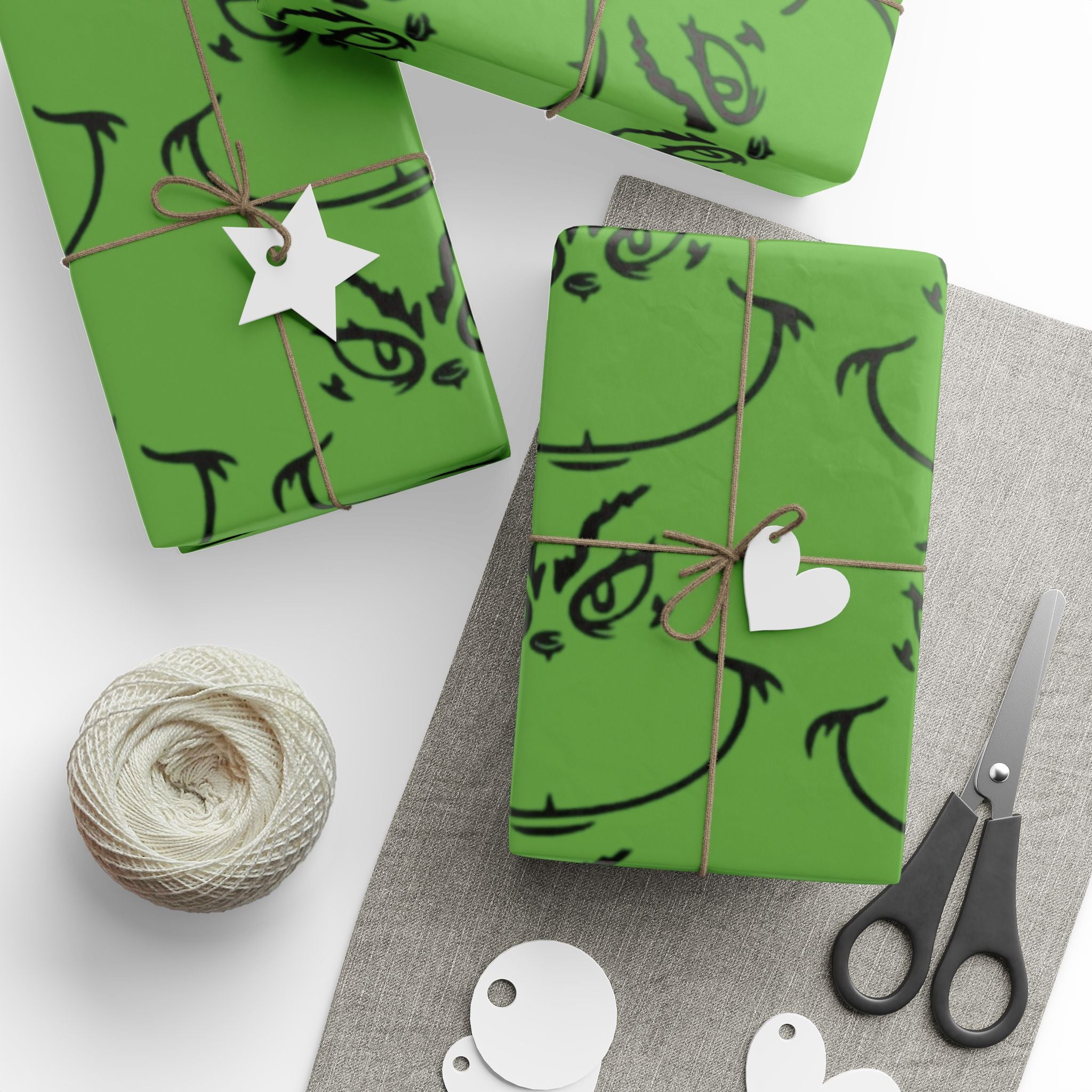 The Grench Wrapping Paper Roll  Green Tribal Swirl Gift Wrap (Holiday & Birthday)