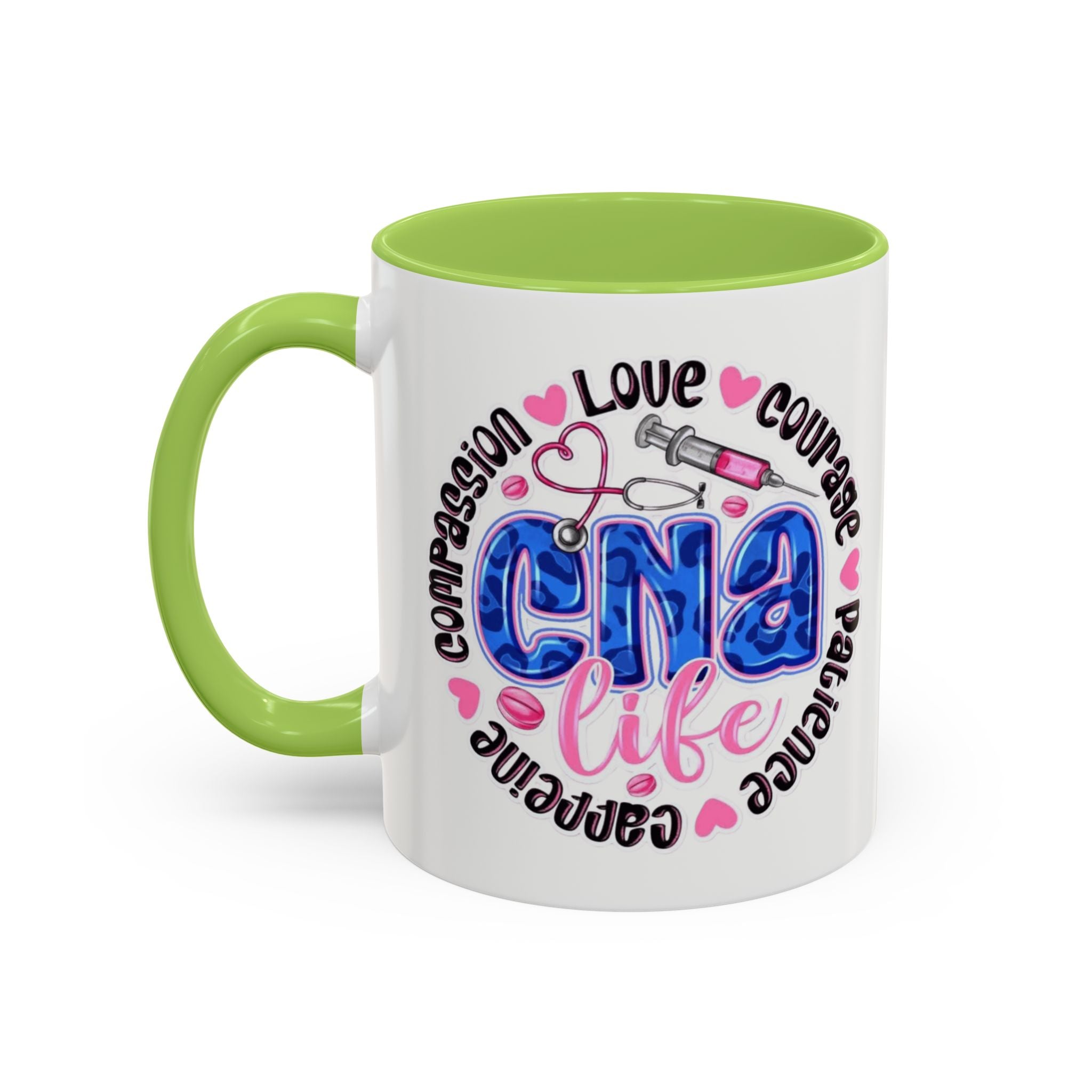CNA Life Coffee Mug — Compassion, Courage & Patience Accent Mug (11/15oz) Medical Christmas Mug