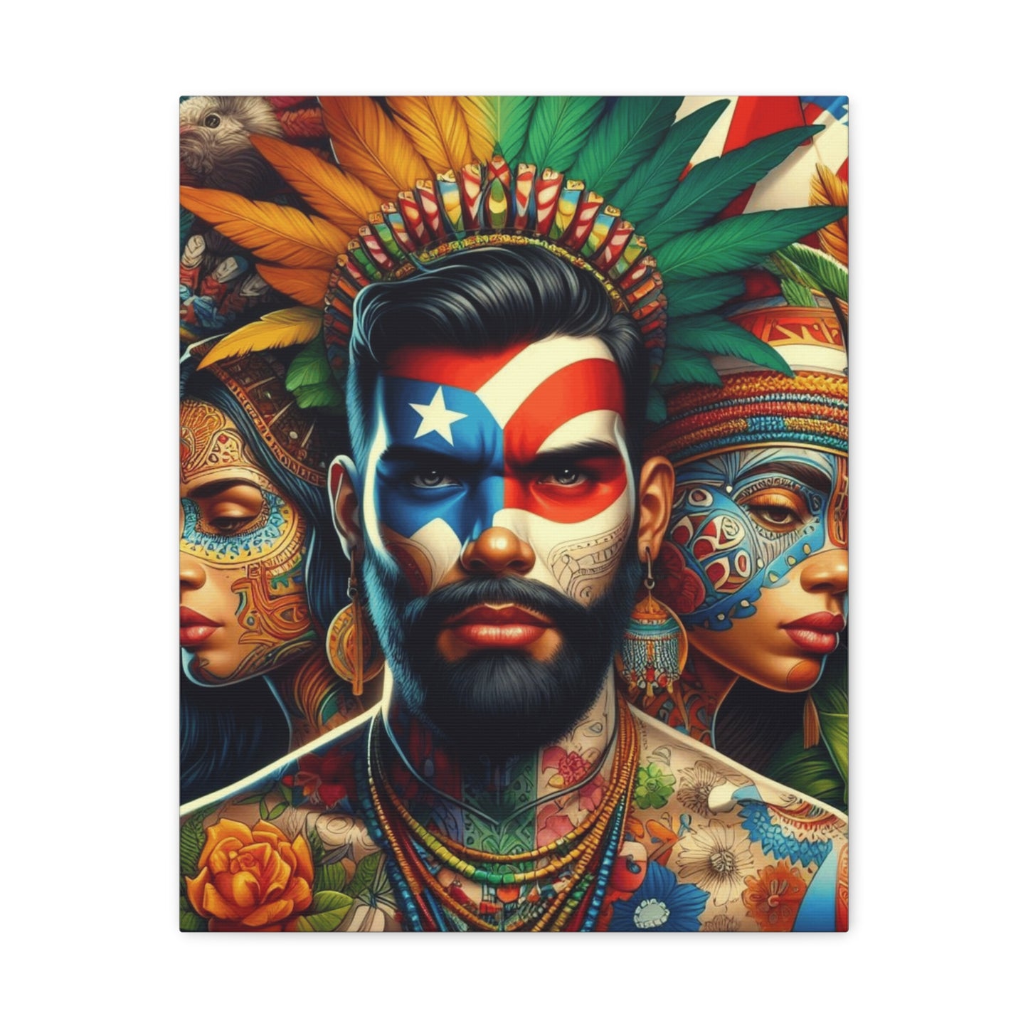 La Isla del Encanto Taíno Symbol Design Vibrant Cultural Art Canvas Print, Wall Decor, Home Decoration, Unique Artwork, Bohemian Style, Gift for Art Lovers