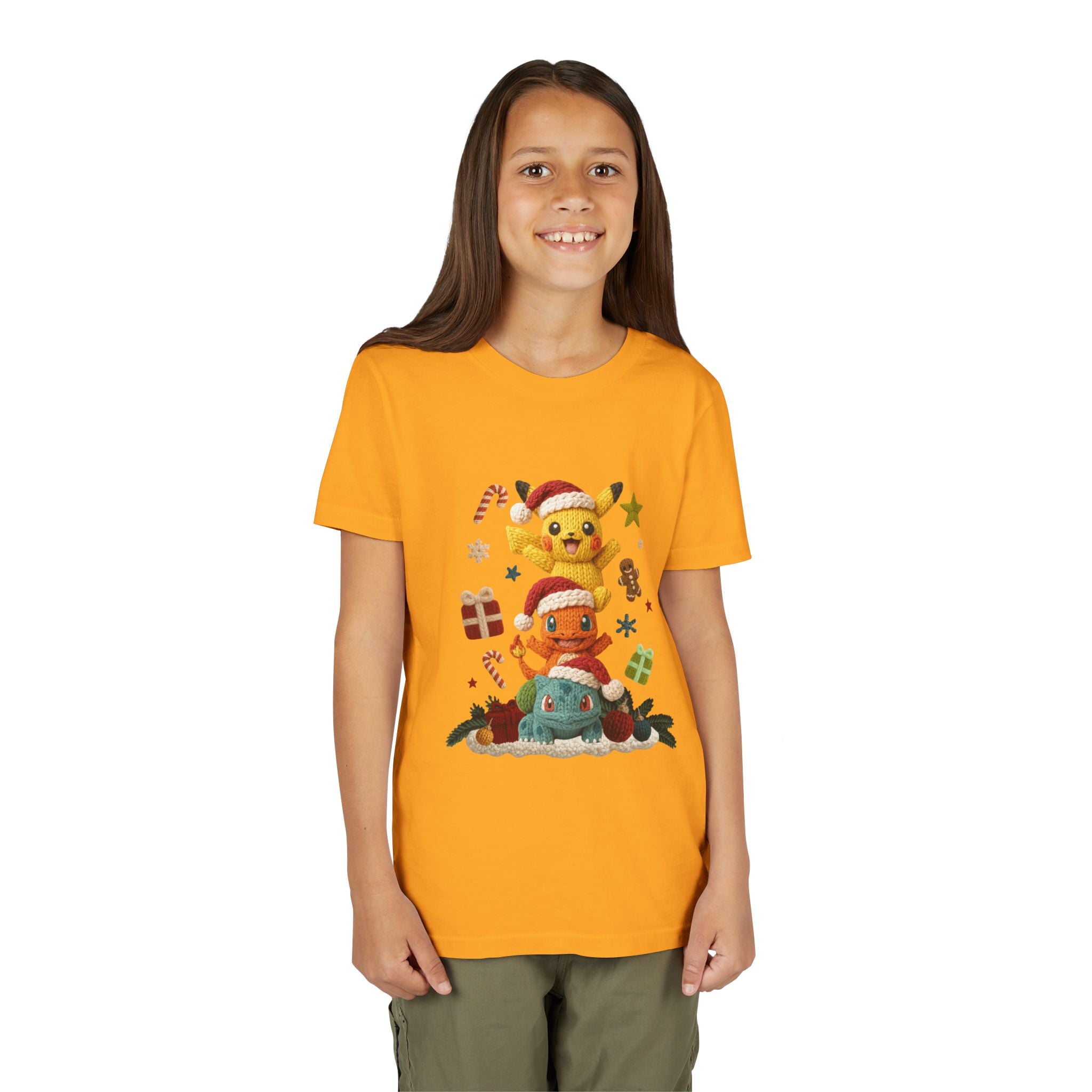 Kids Holiday Tee  Cute Stacked cartoon Characters Christmas Design