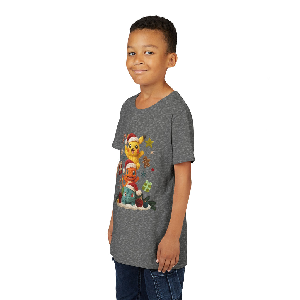 Kids Holiday Tee  Cute Stacked cartoon Characters Christmas Design