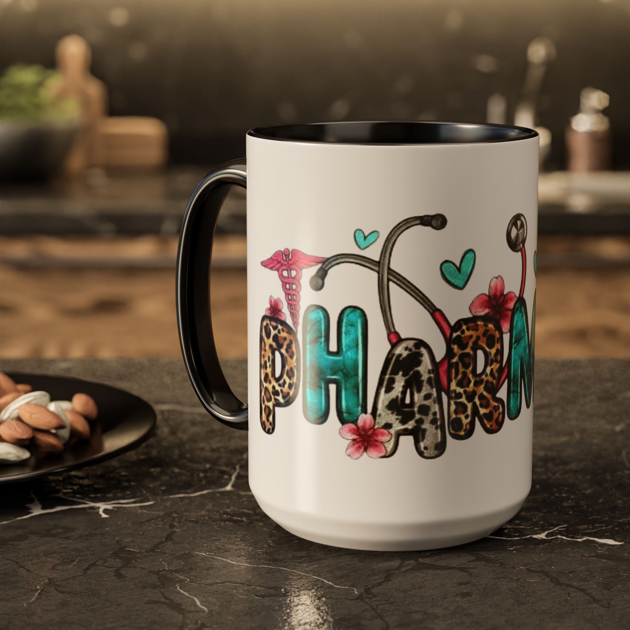 Pharmacy Nurse Coffee Mug — Cute Leopard & Teal Medical Design (11oz/15oz)Christmas mug for all healthcare heroes