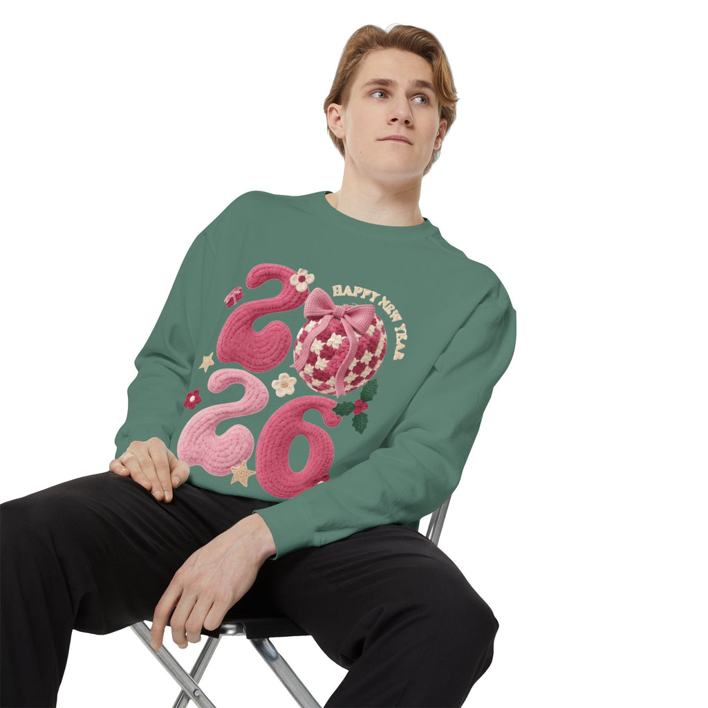 Happy New Year 2026 Sweater  Pink Festive Graphic Sweatshirt