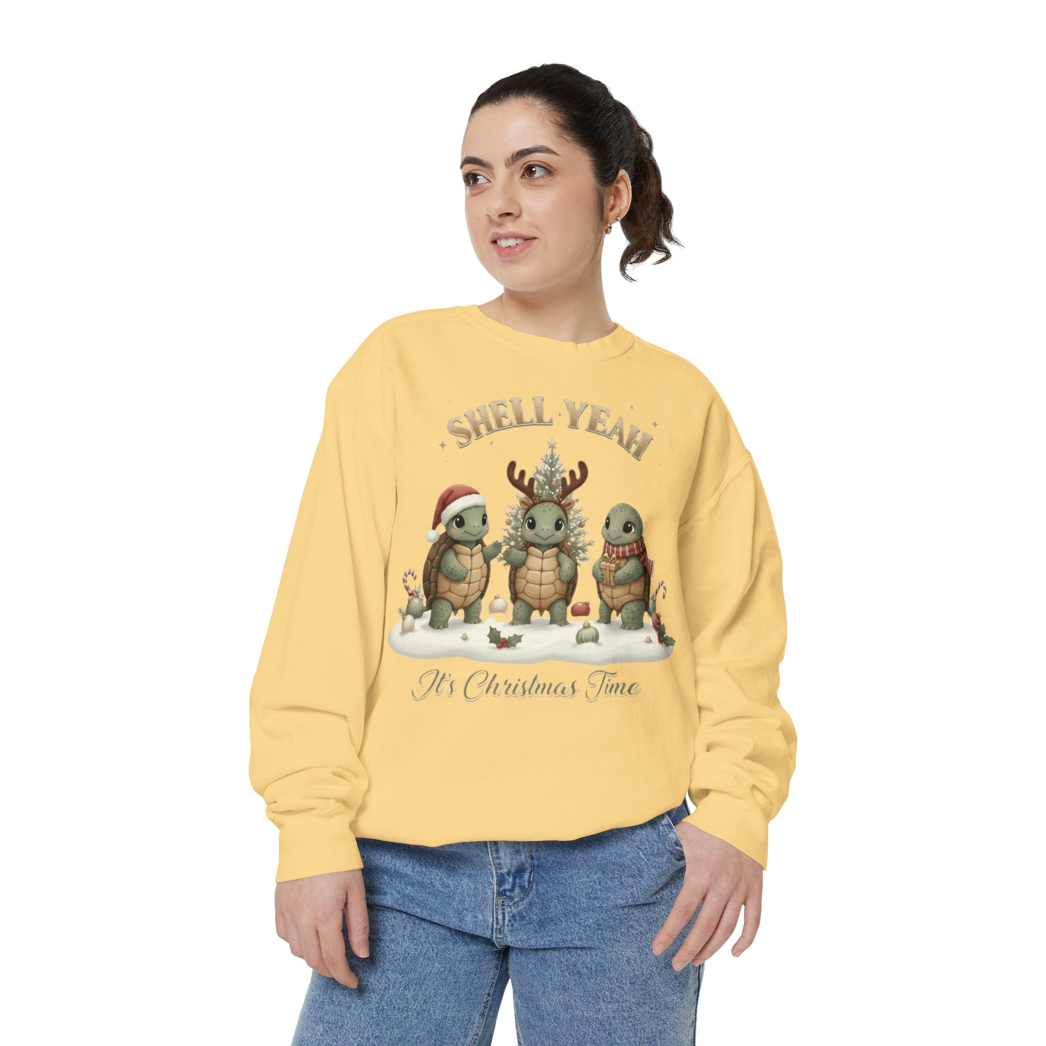 Christmas Turtle Sweatshirt  "Shell Yeah, It’s Christmas Time" Holiday Pullover