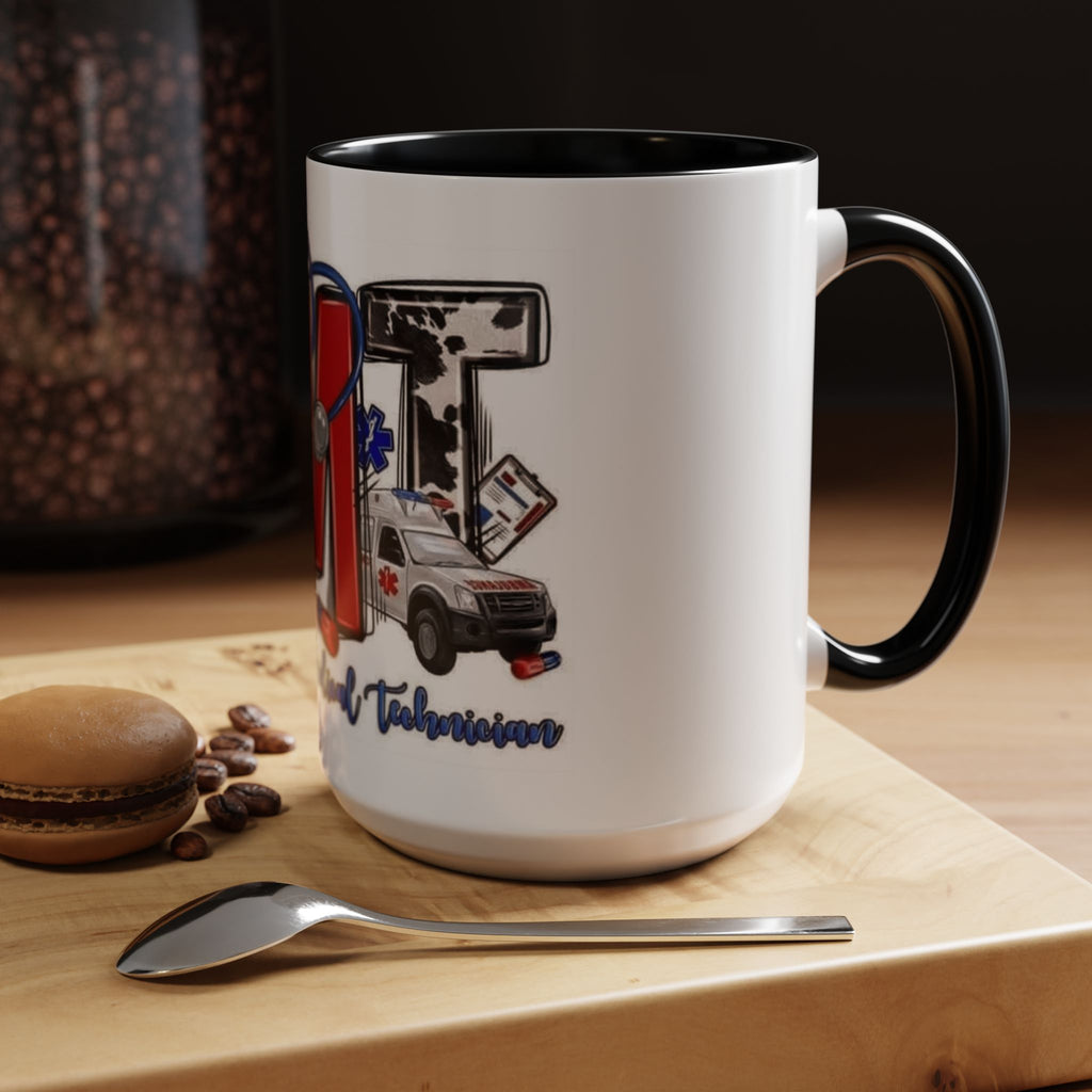 EMT Coffee Mug — Emergency Medical Technician Ambulance Stethoscope Design (11/15oz) Medical Christmas Mug