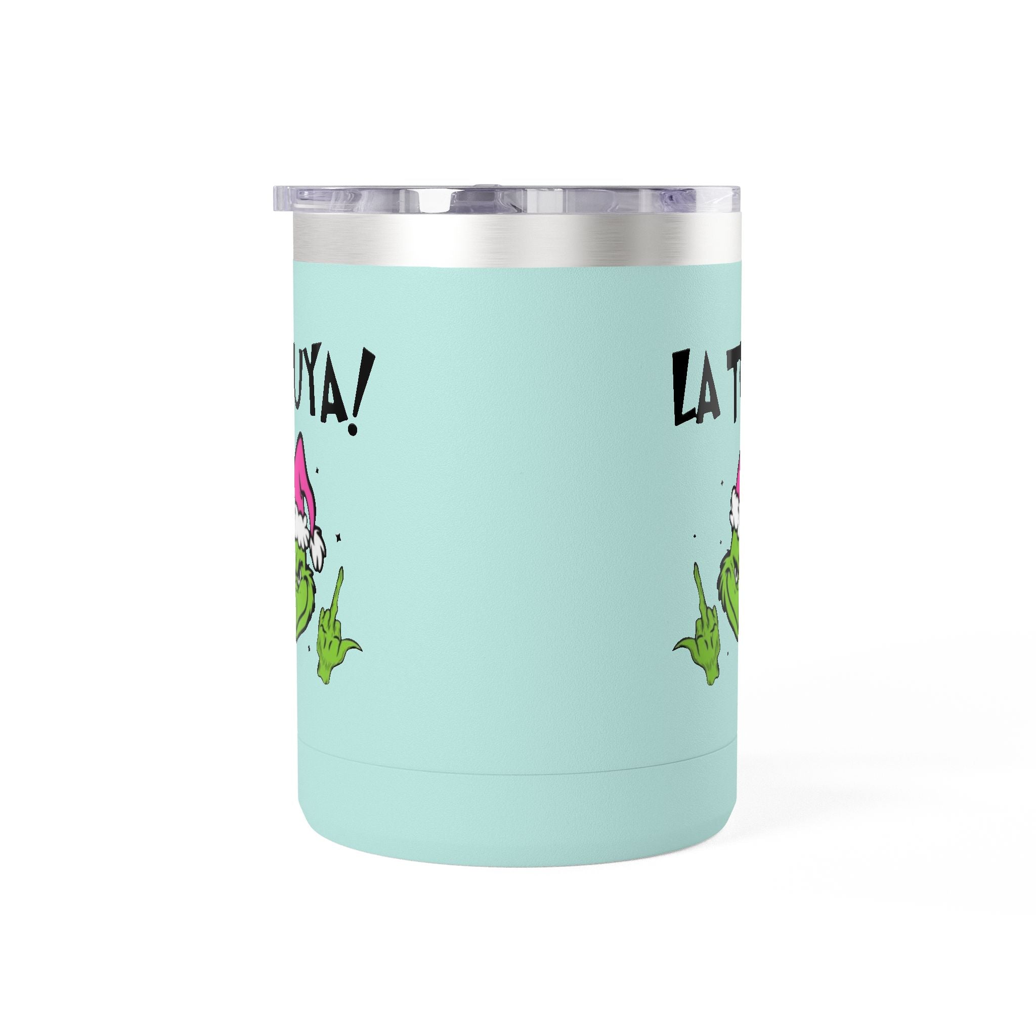 Holiday Grinch Coffee Mug Tumbler - 15oz Vaso / Taza de Acero Inoxidable – Diseño Navideño