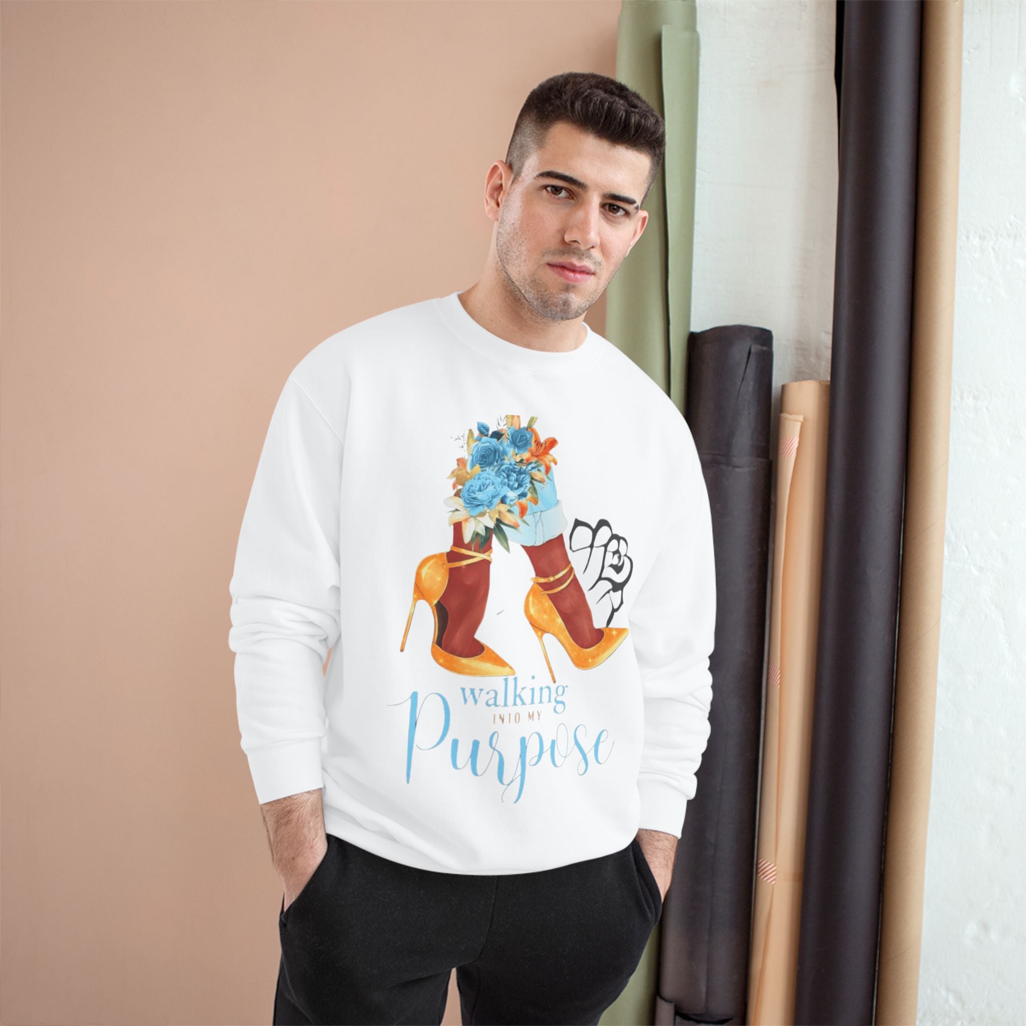 Walking with Purpose Sweatshirt  Floral Heels Inspirational Crewneck