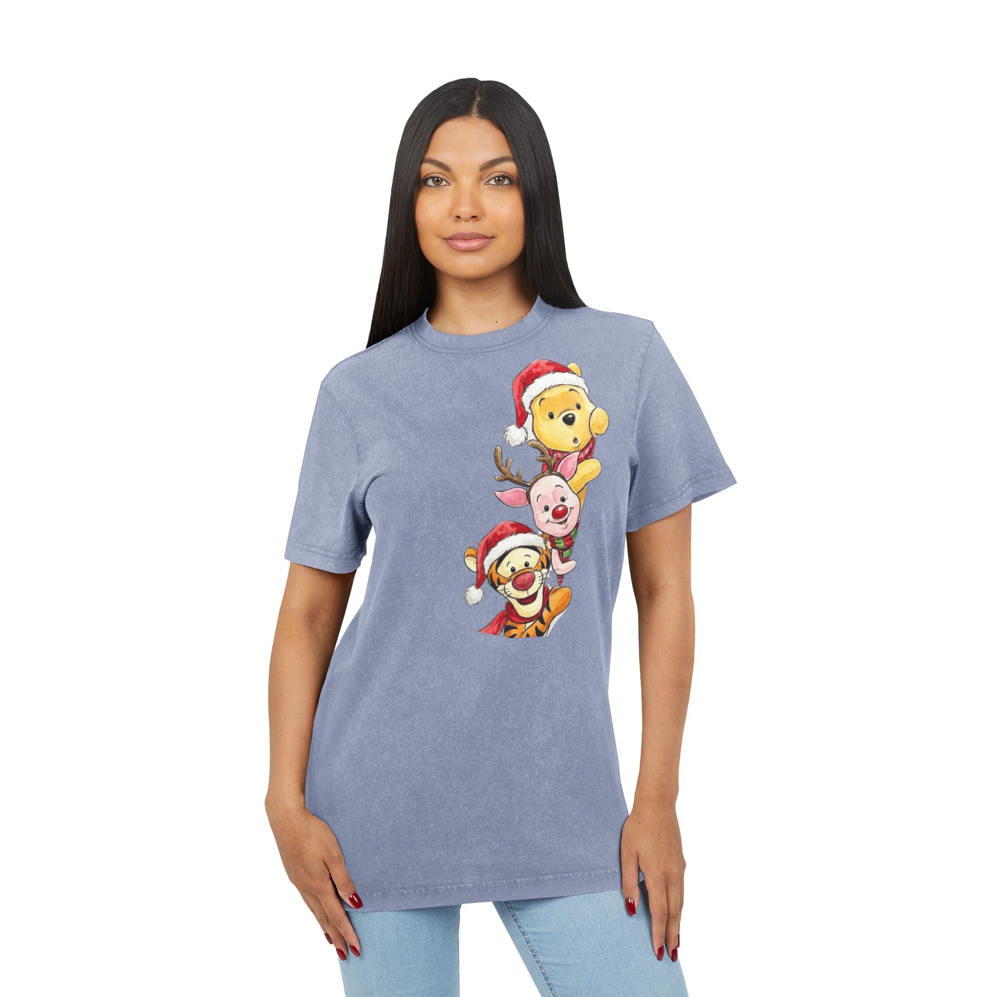 Christmas Character Stack Acid-Wash  Tee Cartoon Christmas T-shirts and Sweaters,