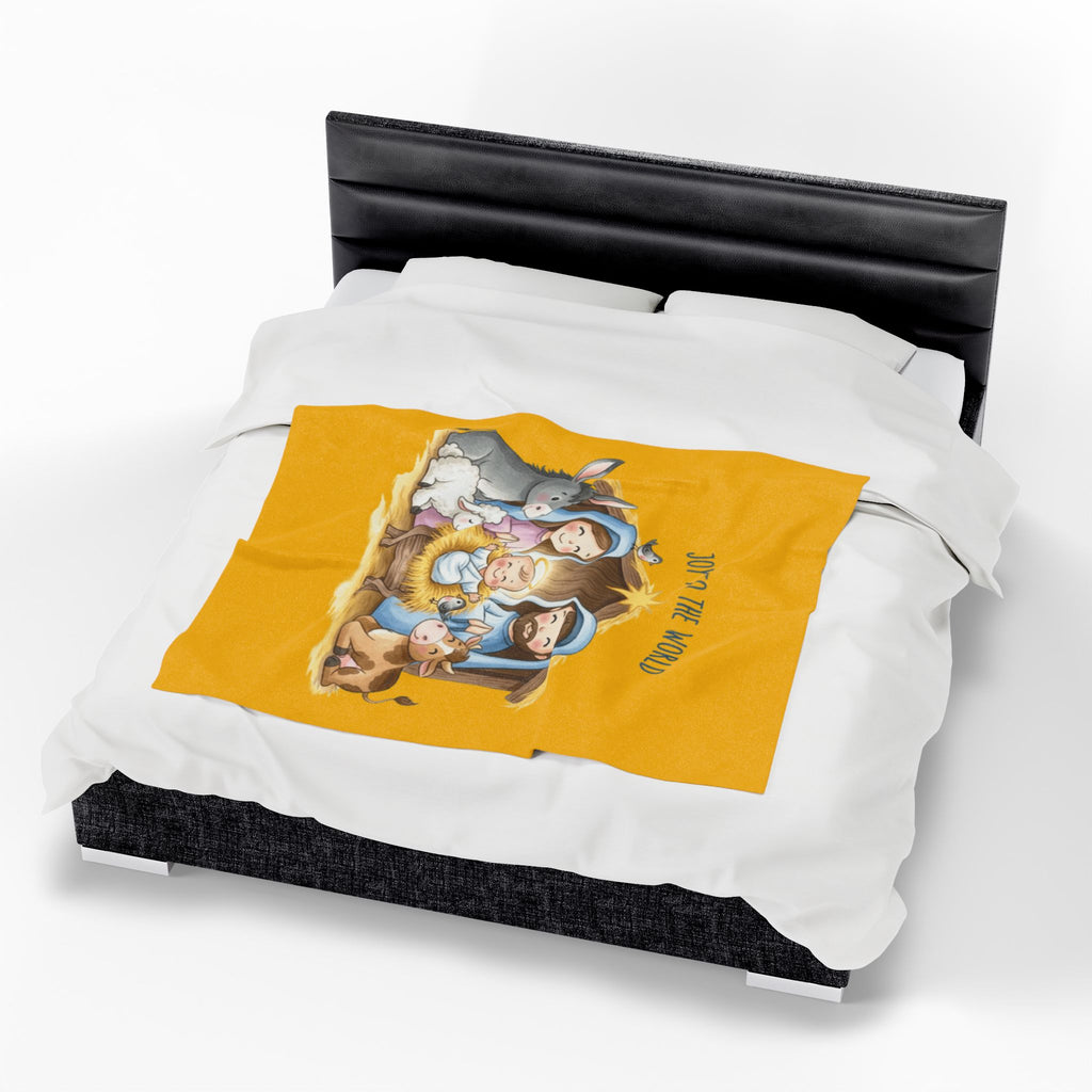 Nativity Velveteen Plush Blanket  "Joy to the World" Christmas Baby Throw