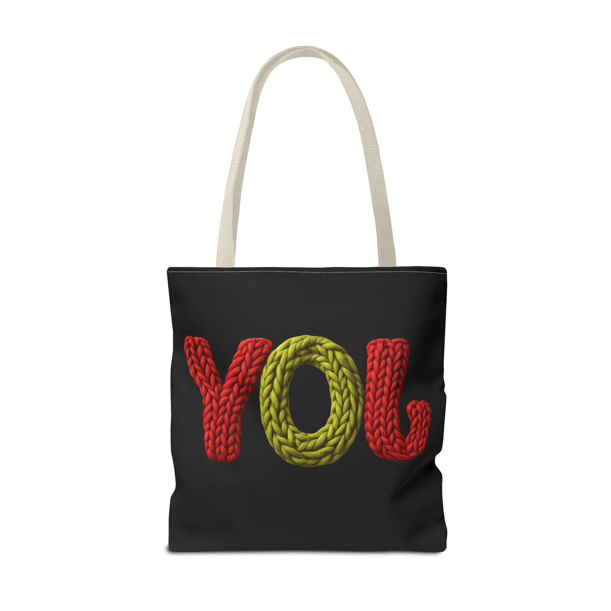 Christmas Tote Bag  Festive Holiday DesigJoy Knit Tote Bag  Colorful 'JOY' Yarn Design, Cozy Holiday Gift Tote