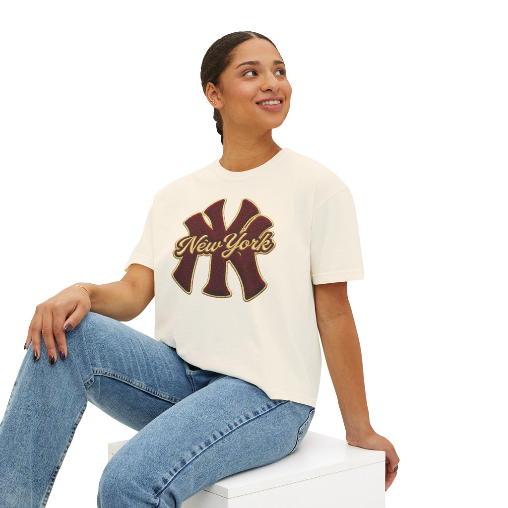 New York Script Logo Women's Boxy Tee – Vintage City Graphic T-Shirt