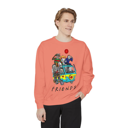 Friends-Inspired Unisex Garment-Dyed Sweatshirt, Cozy Casual Wear, Unique Graphic Sweatshirt, Perfect Gift, Everyday Style
