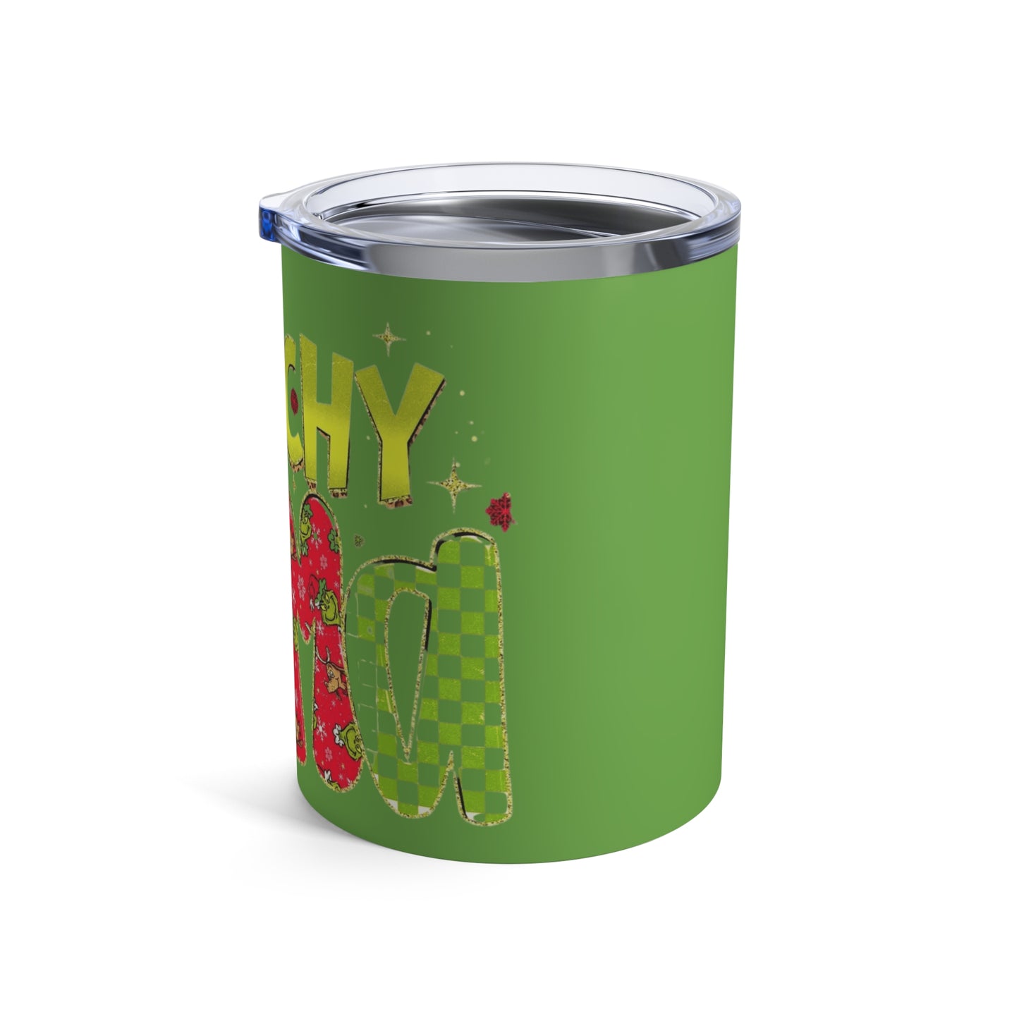 Grinchy Mama 10oz Tumbler  Holiday Leopard & Floral Christmas Drink Cup