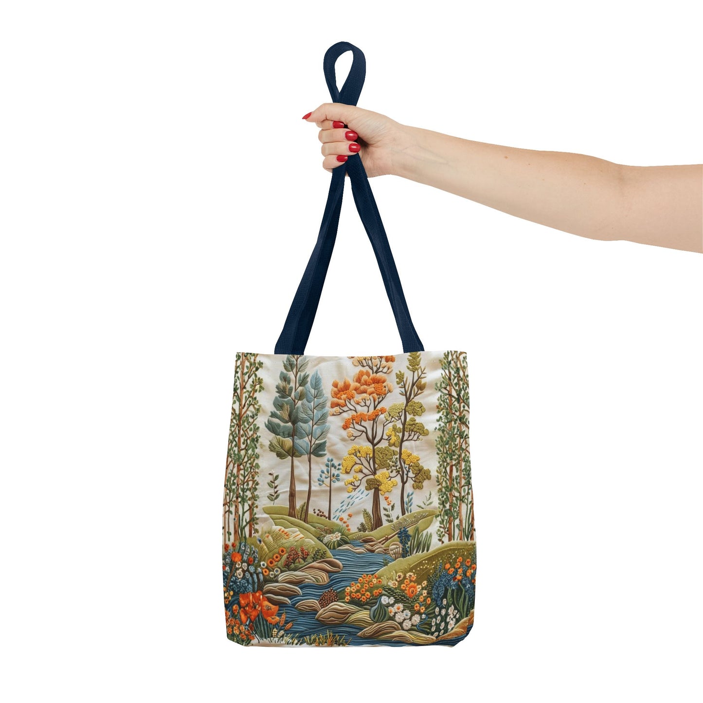 Scenic Meadow Tote Crochet-Decorated Tote Bags