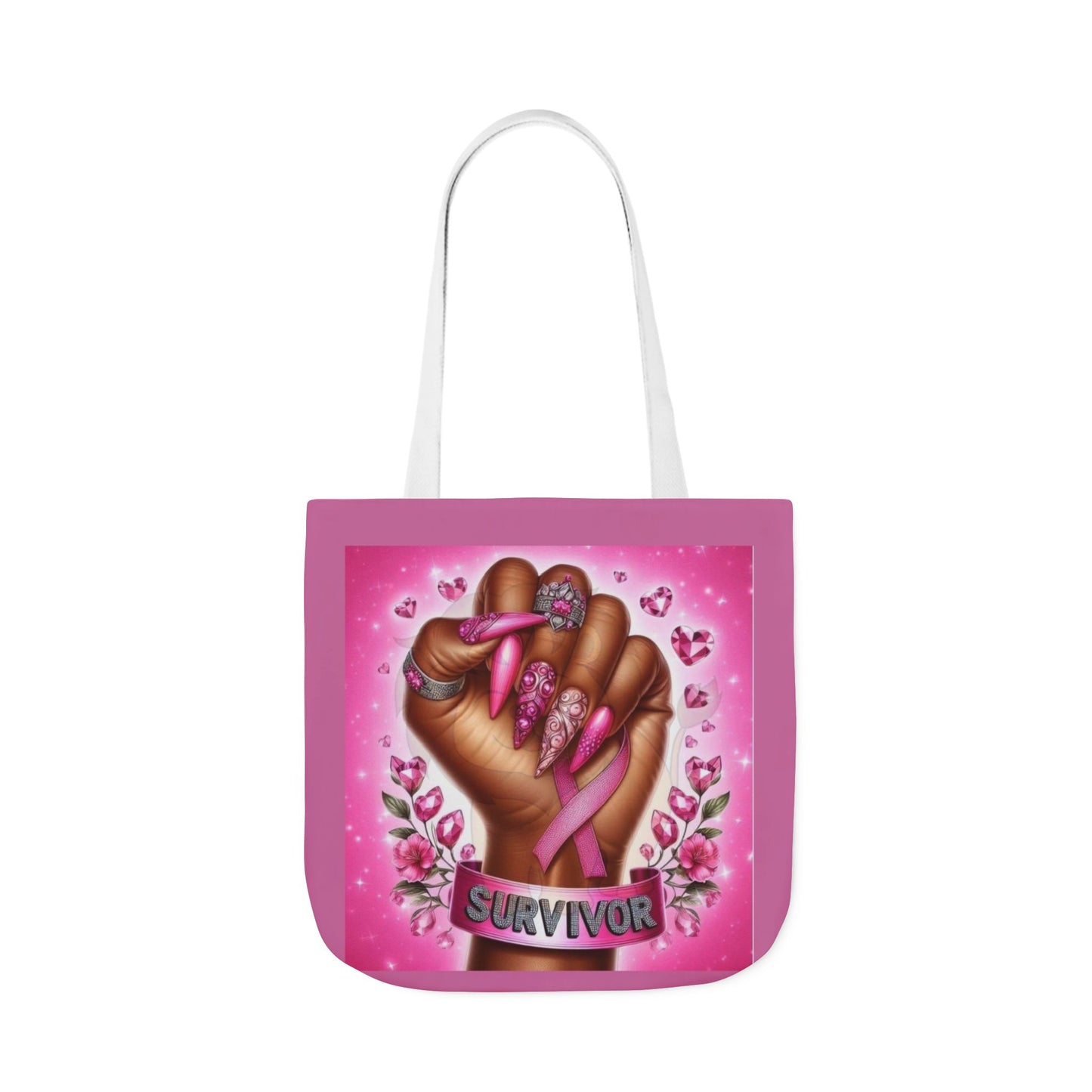 Breast Cancer Survivor Tote Bag  Pink Ribbon Empowerment Canvas Tote