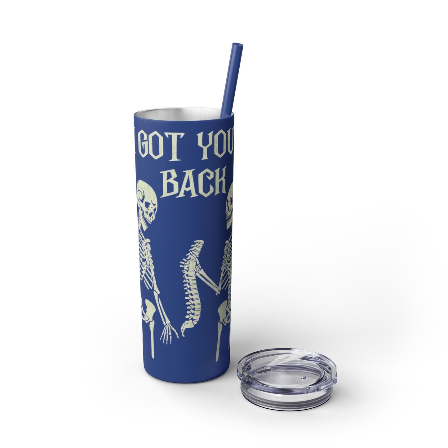 Halloween Skeleton-Themed Tumbler, Got Your Back Drinkware, I Got Your Back Skinny Tumbler, Cute Gifts for Halloween, Fun Vibes for Parties