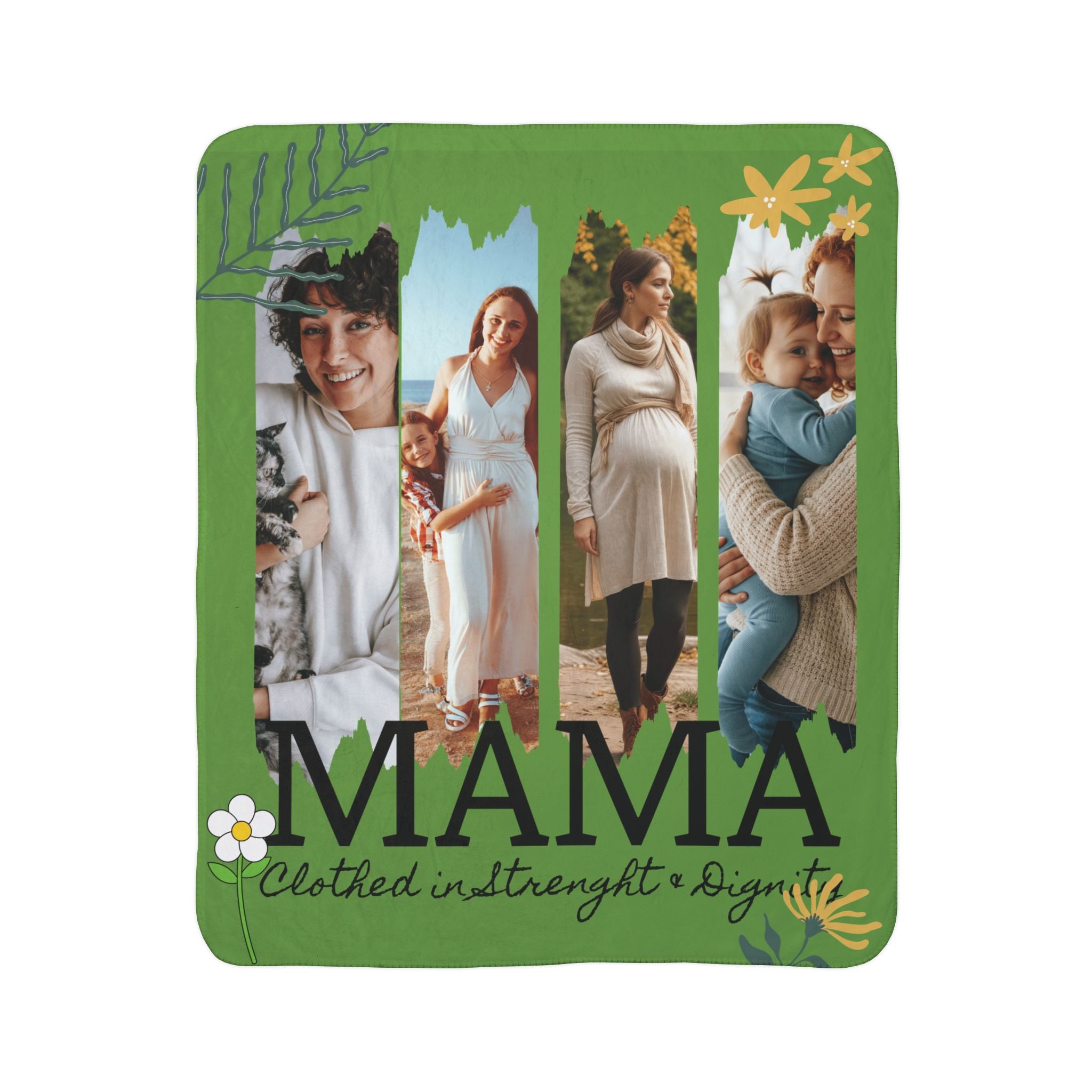Mama Fleece Sherpa Blanket "Clothed in Strength & Dignity" Cozy Mother's Day Gift cozy all-occasion blanket!