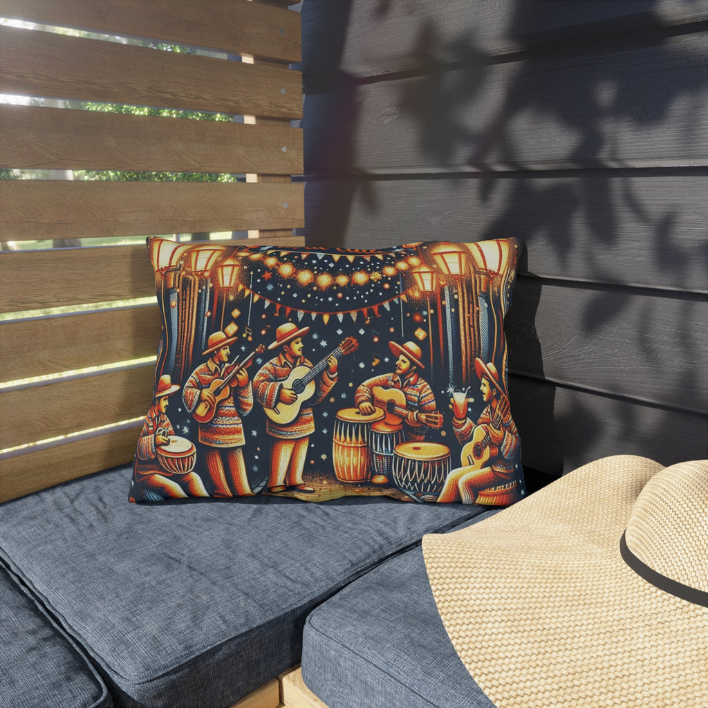 Puerto Rico Culture Pillow Outdoor Pillow  Parranda en la Calle Latin Street Music Festival Throw Pillow