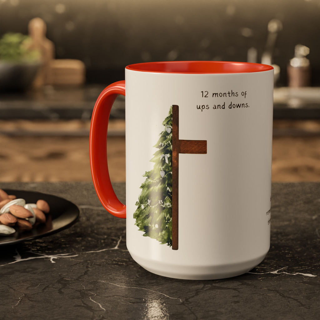 Christian Cross & Pine Tree Mug — Faith Reminder Coffee Cup (11oz/15oz)
