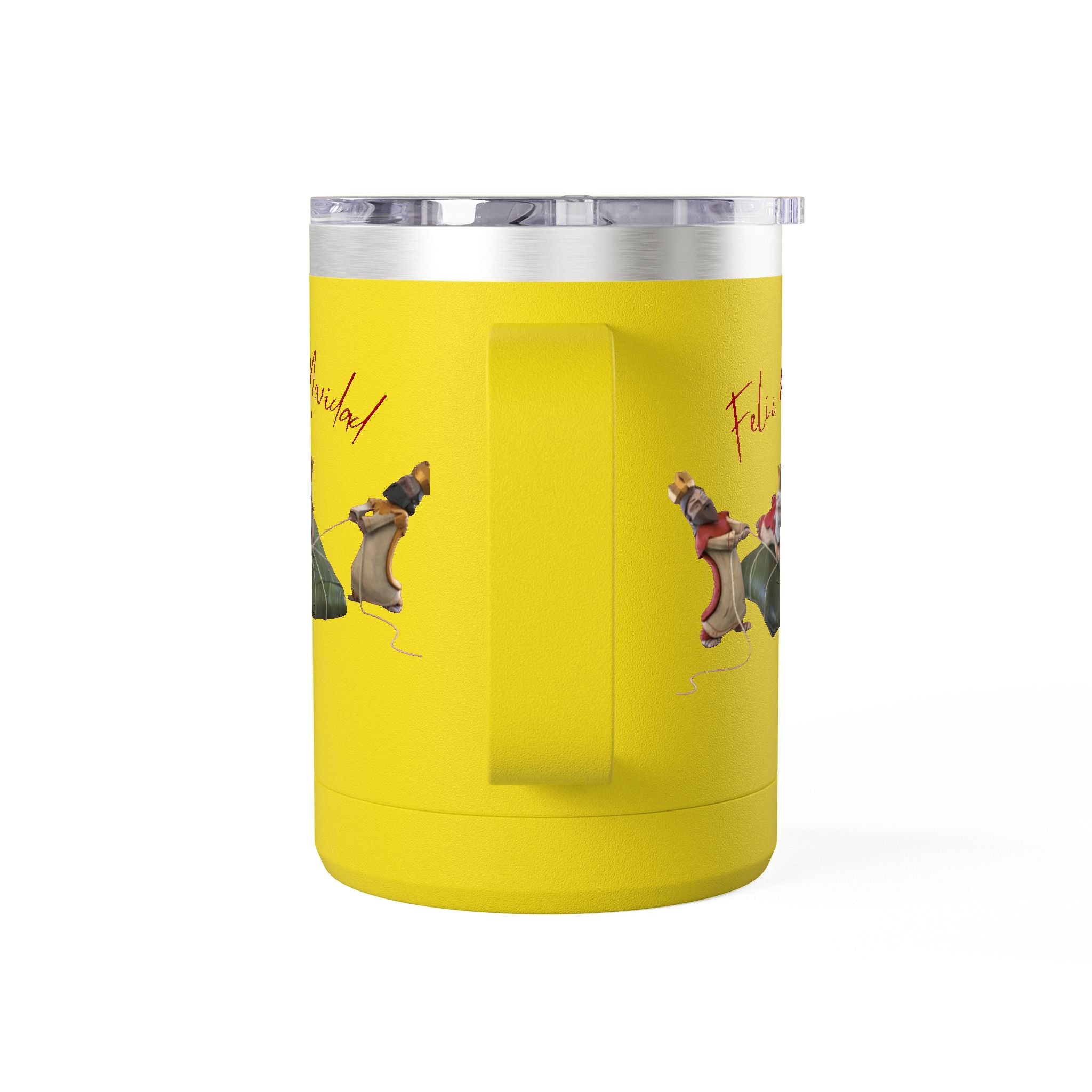 3 KINGS Holiday Travel Tumbler — 'Feliz Navidad' Dachshund Santa Design Coffee Cup for Fun Celebrations