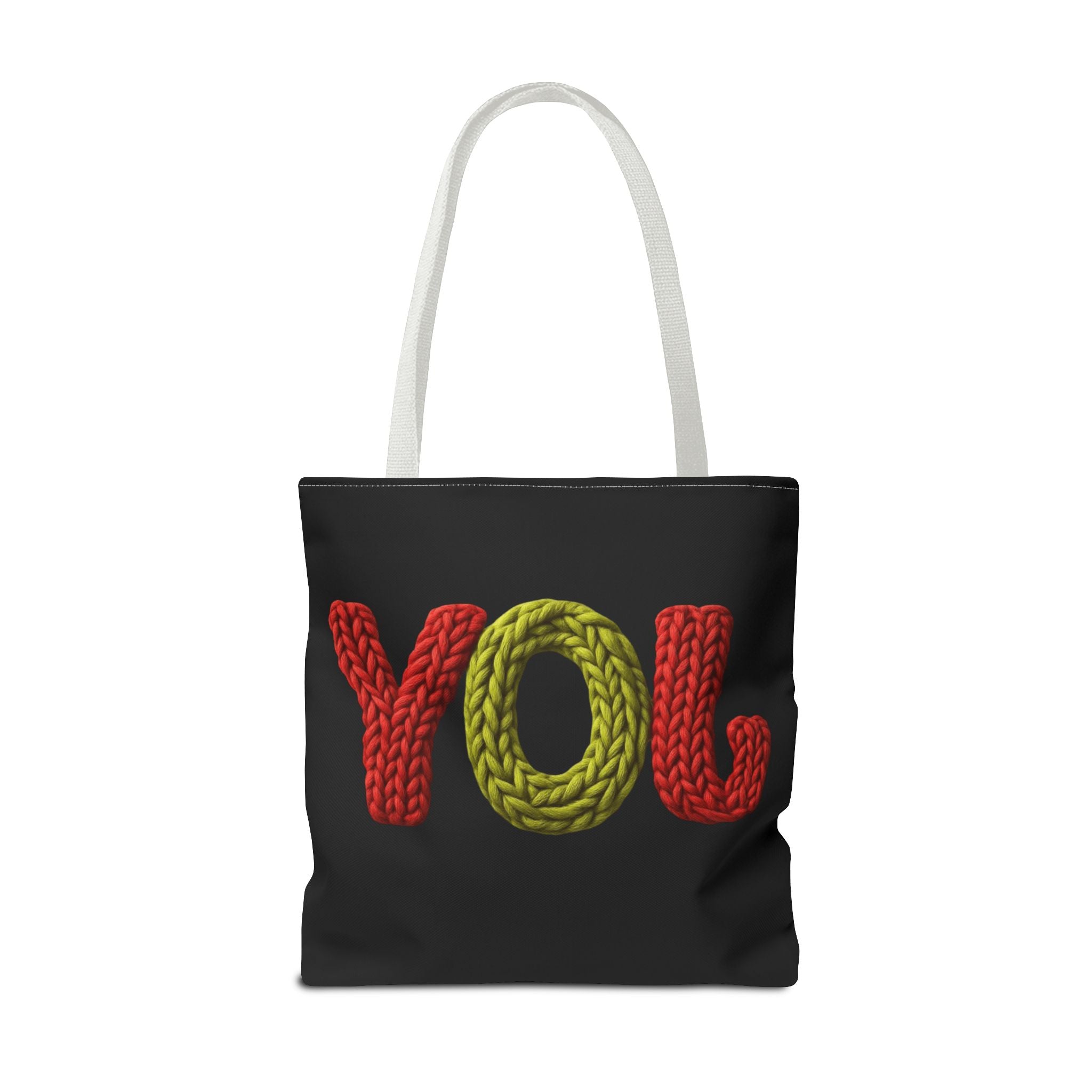 Christmas Tote Bag  Festive Holiday DesigJoy Knit Tote Bag  Colorful 'JOY' Yarn Design, Cozy Holiday Gift Tote