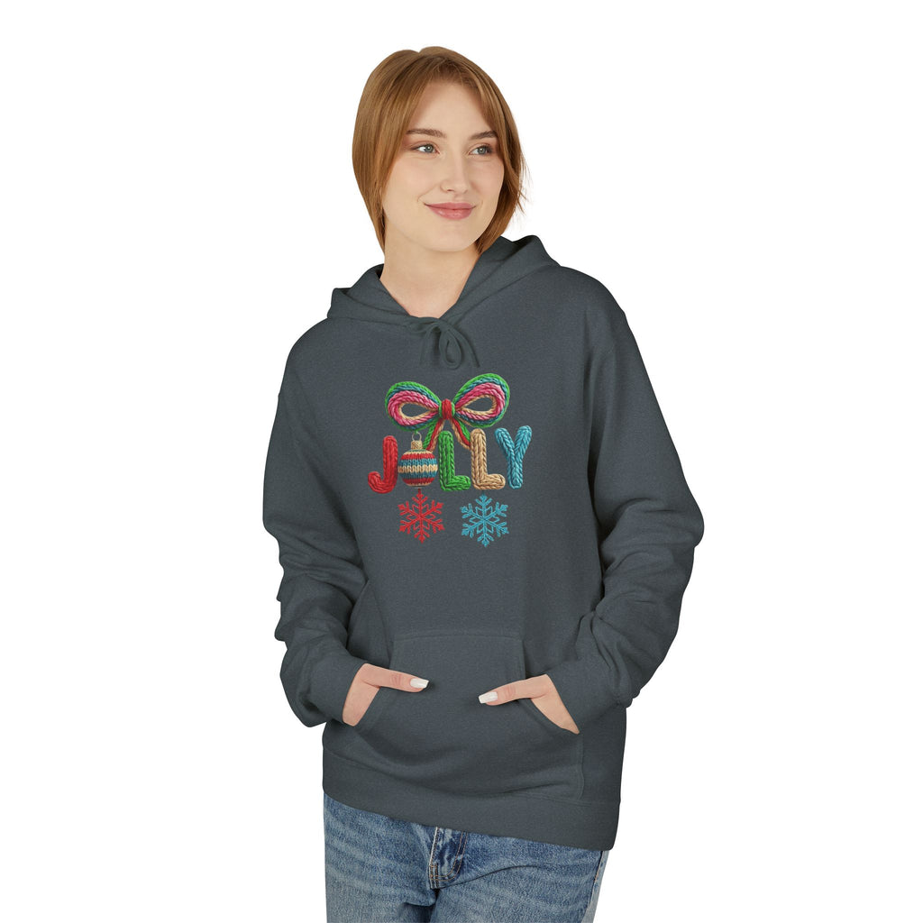 Jolly Candy Cane Holiday Hoodie — "JOLLY" Festive Sweatshirt